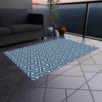 Modern Optical Illusion Geometric Rugs for Living Room & Patio | Blue and White 3D Pattern Rug - SnugLiving