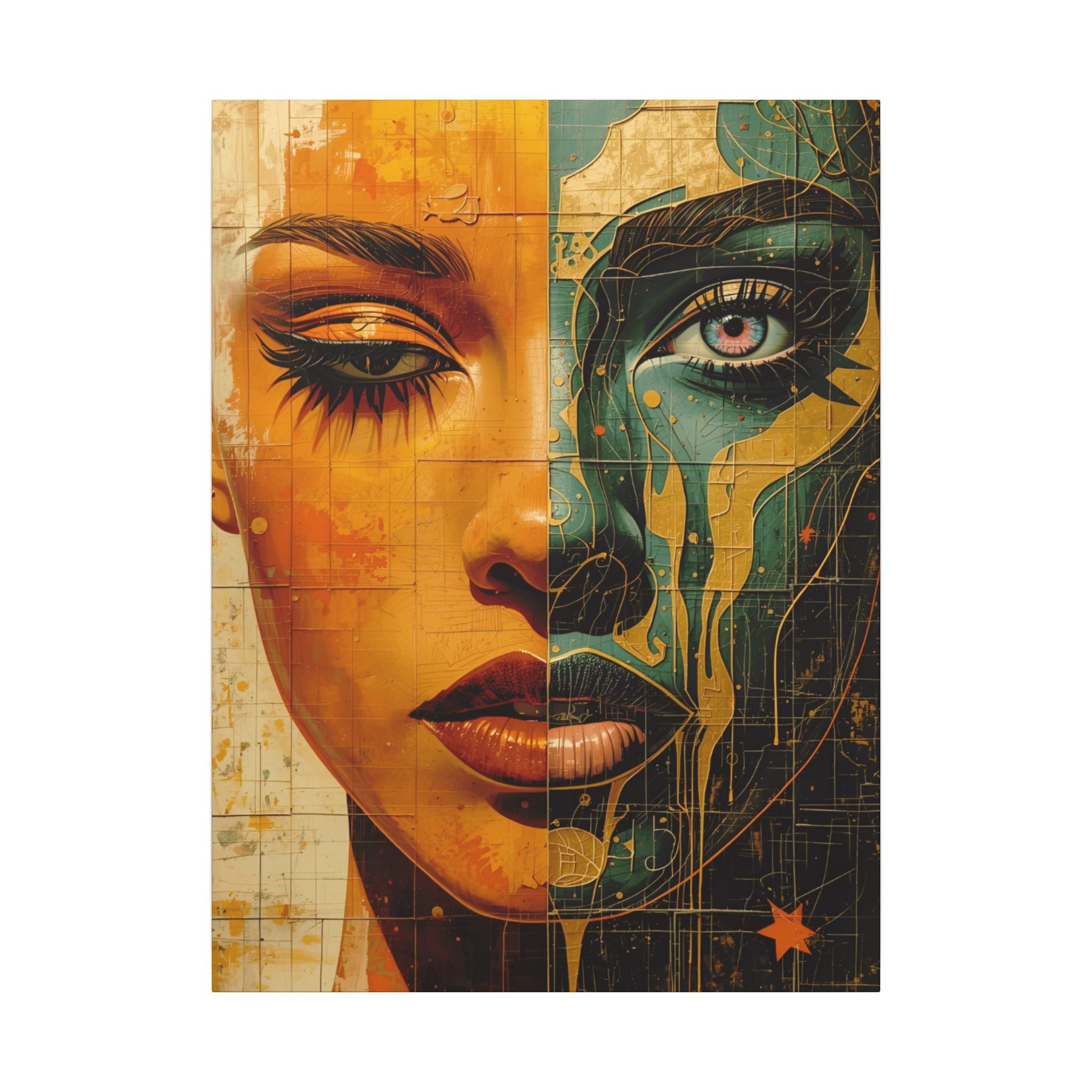 Premium Eco-Friendly Canvas Wall Art for Home Decor | Dual Face Abstract Portrait