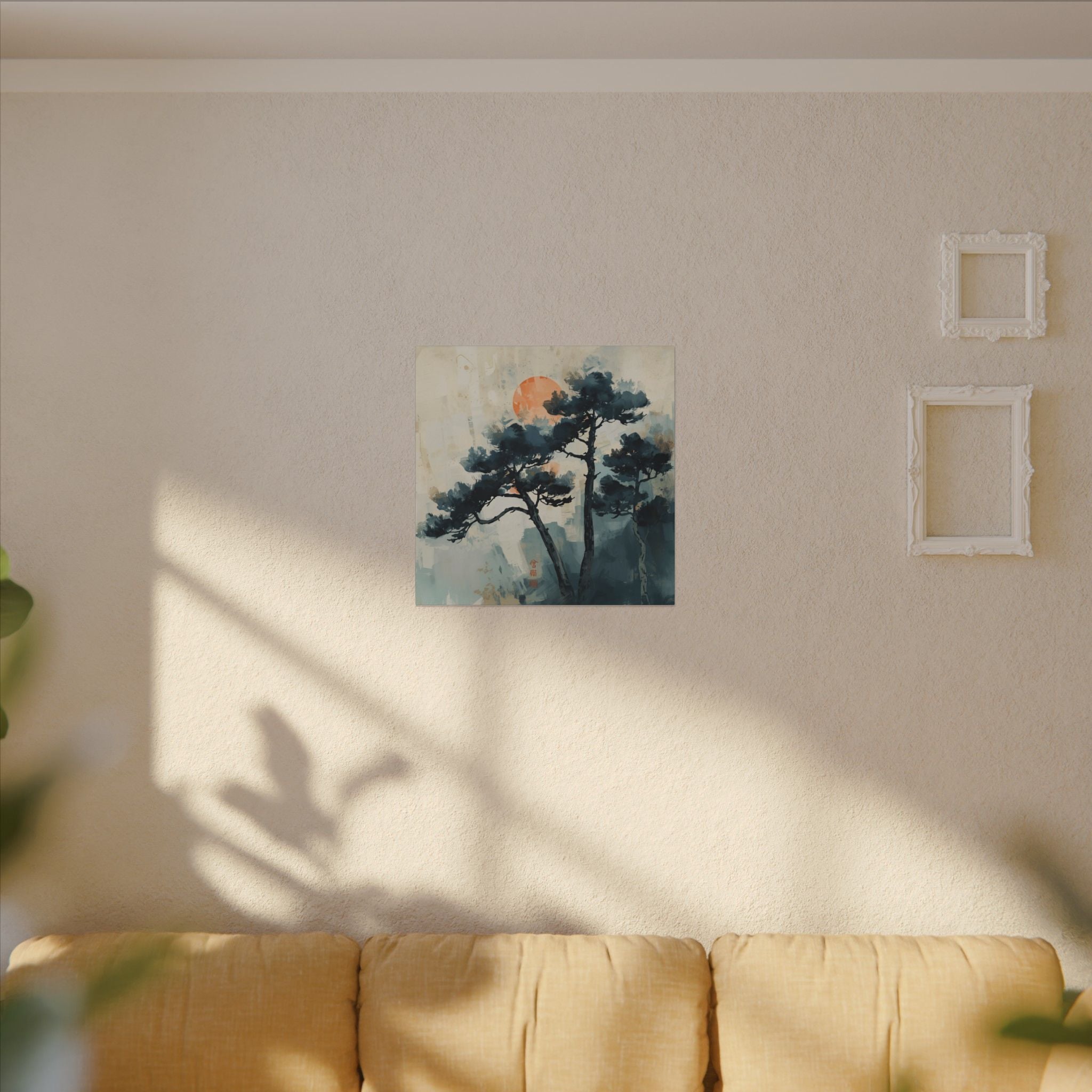 Watercolor House Canvas Art for. Home Decor : Serene Sunset Pine Tree Canvas Wall Art