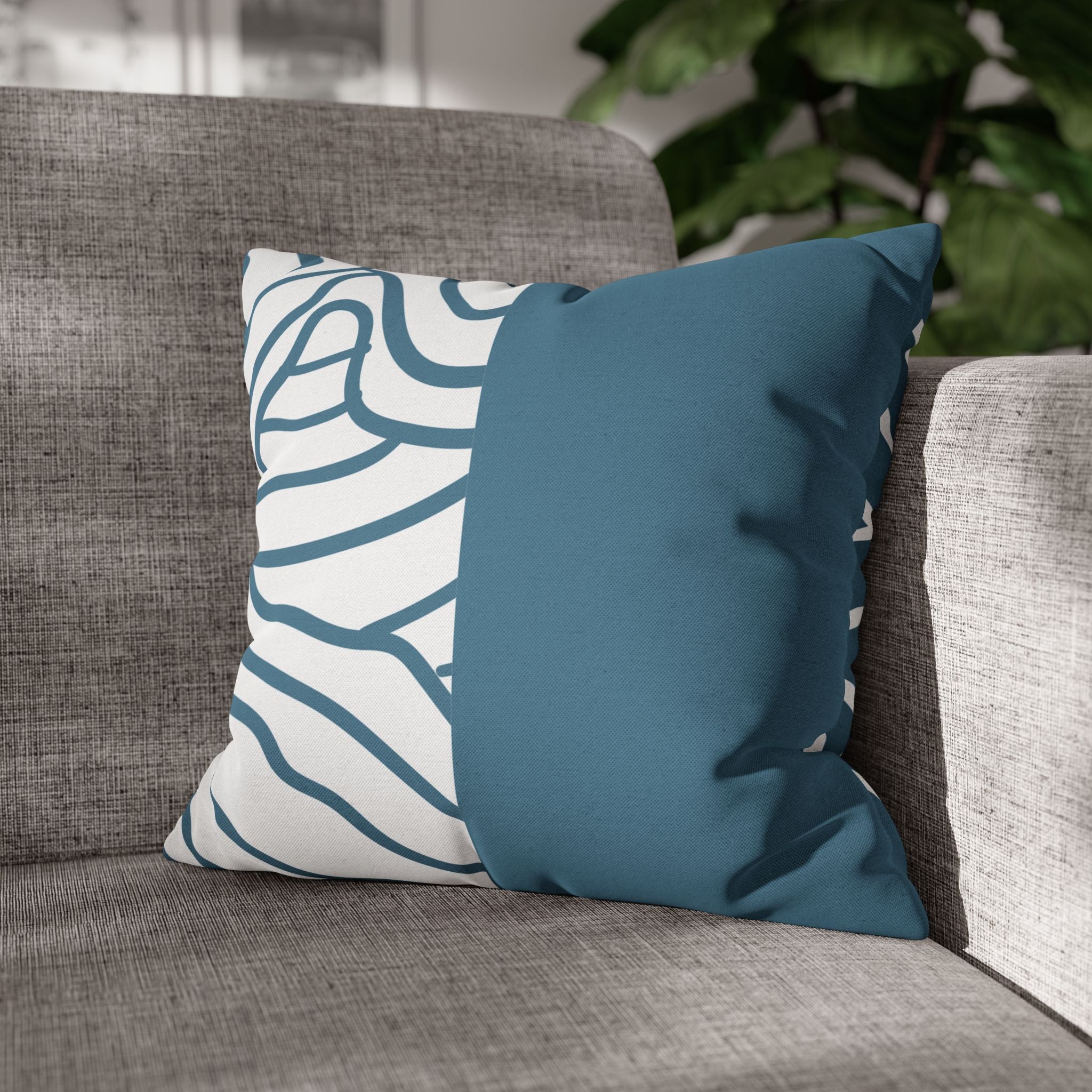 Two Way Cushion Cover, Throw pillow Case for Couch (Single Piece) : Grey Azure