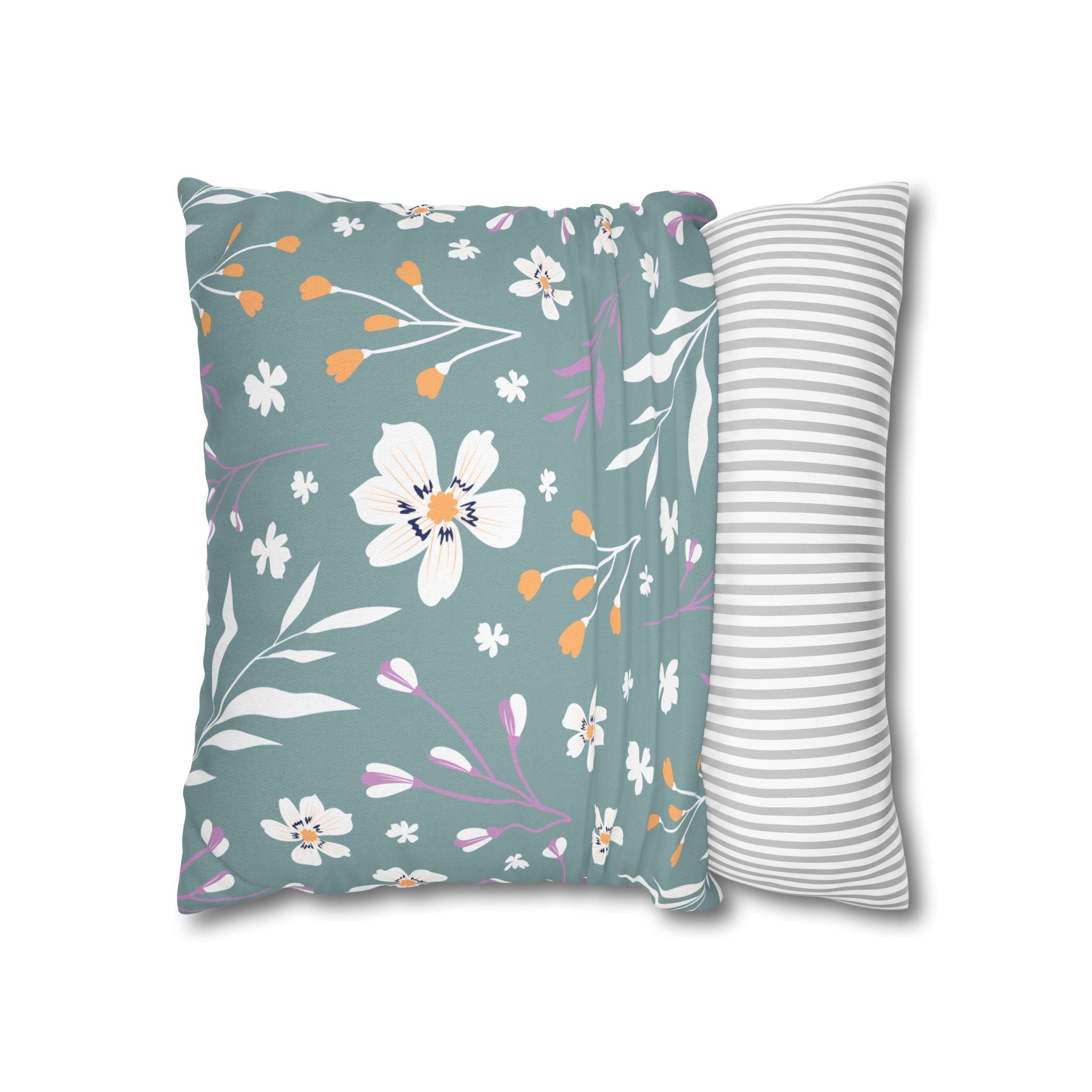 Two Way Cushion Cover, Throw pillow Case for Couch (Single Piece) : Grey Cyan