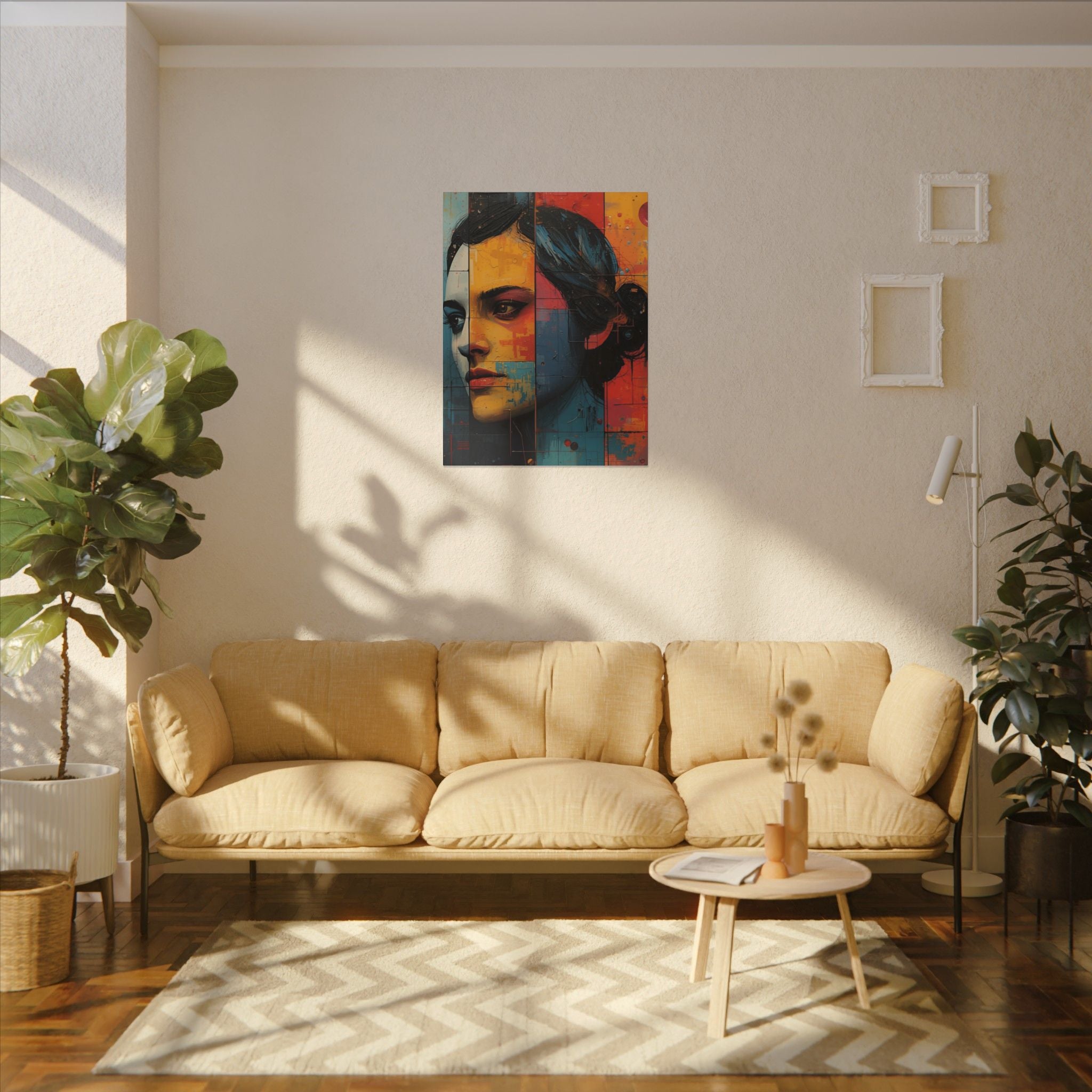 Premium Eco-Friendly Canvas Wall Art for Home Decor - Abstract Woman Portrait in Bold Colors