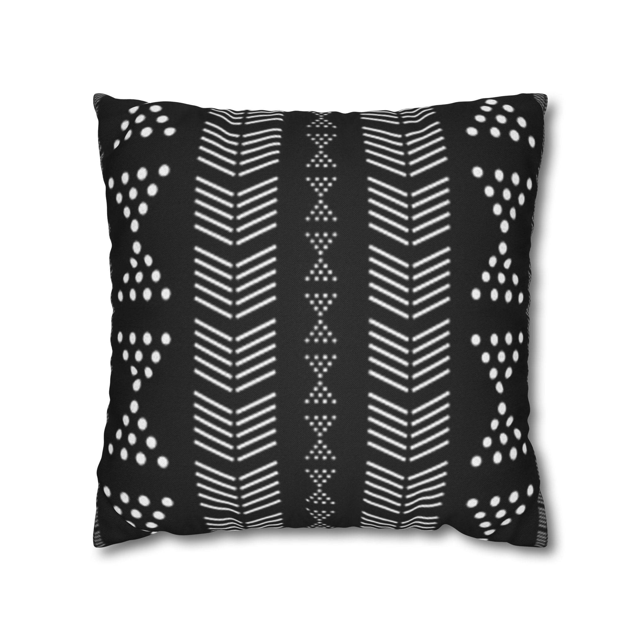 Cushion Cover, Throw pillow Case for Couch ( Single Piece) : Black & White Tribal Stripe - SnugLiving