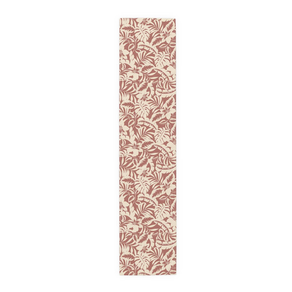 Bold Hawaiian Tropical Table Runner – Red & Cream Jungle Floral Accent - SnugLiving