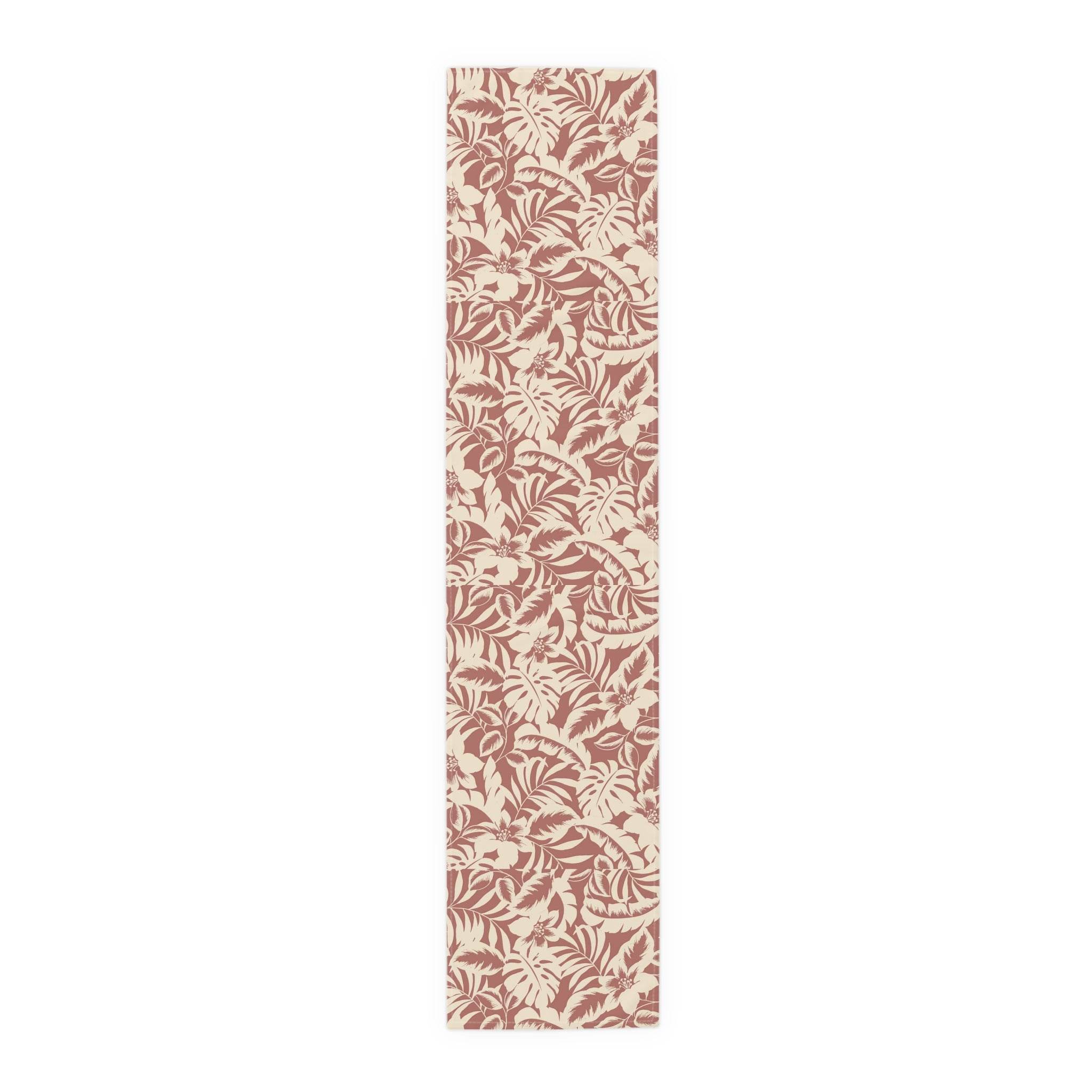 Bold Hawaiian Tropical Table Runner – Red & Cream Jungle Floral Accent - SnugLiving
