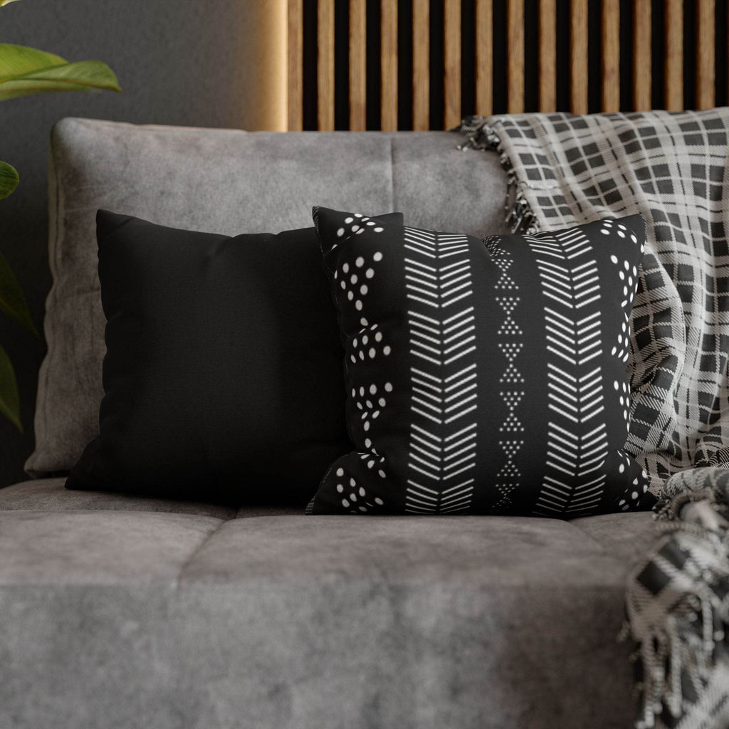 Cushion Cover, Throw pillow Case for Couch ( Single Piece) : Black & White Tribal Stripe - SnugLiving