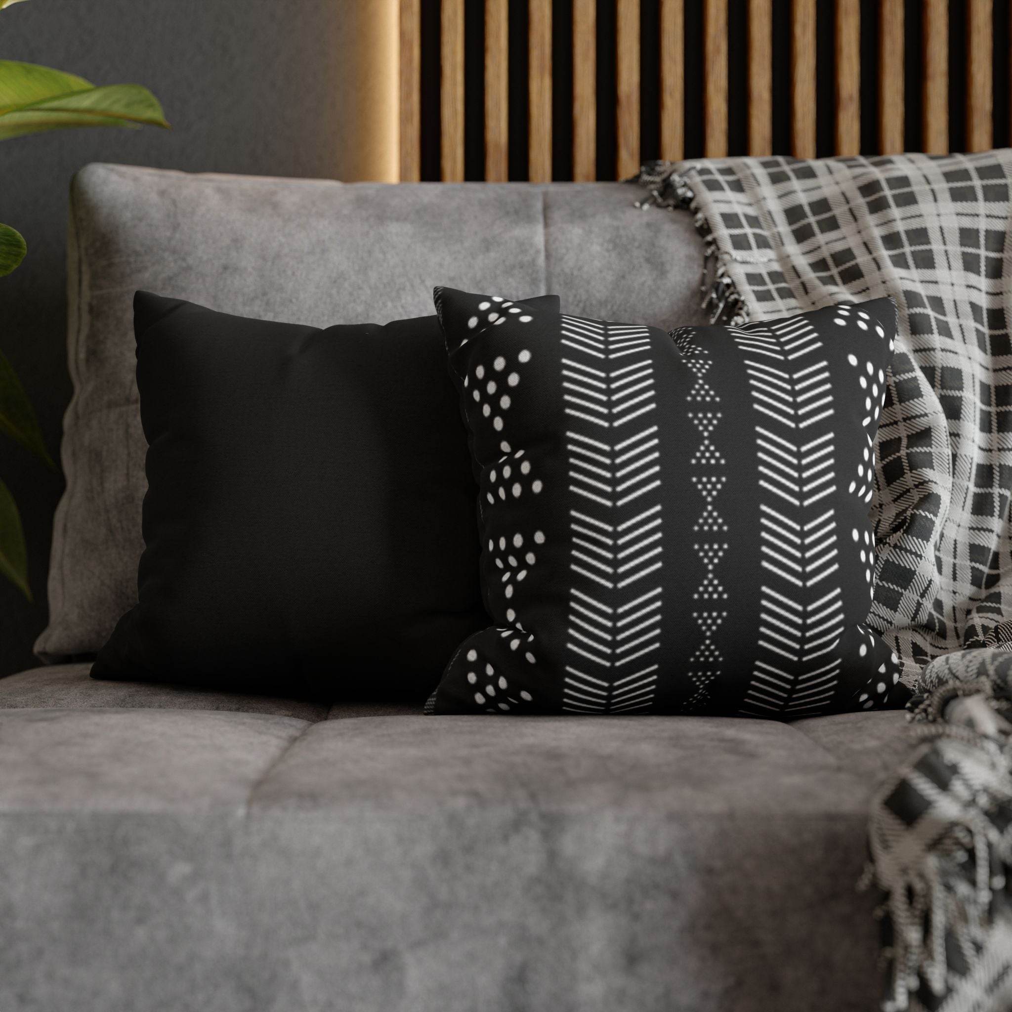 Cushion Cover, Throw pillow Case for Couch ( Single Piece) : Black & White Tribal Stripe - SnugLiving
