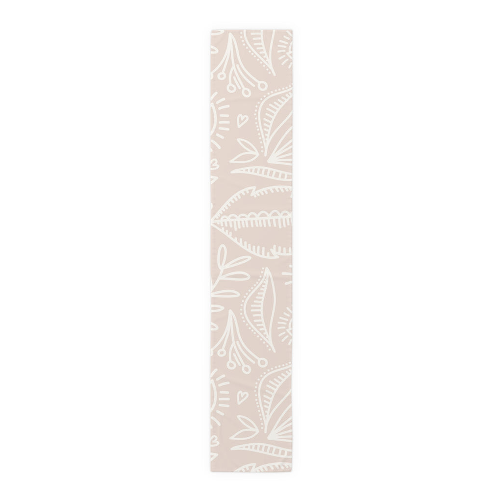 Minimalist Blush Floral Table Runner – Soft Pink Botanical Accent - SnugLiving