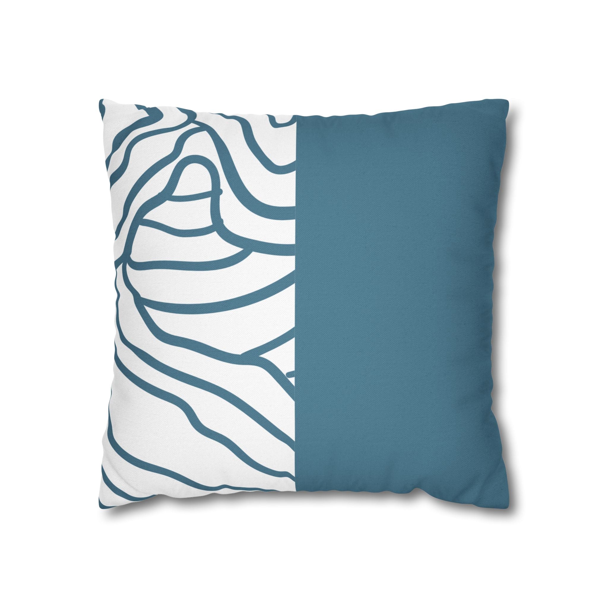 Two Way Cushion Cover, Throw pillow Case for Couch (Single Piece) : Grey Azure
