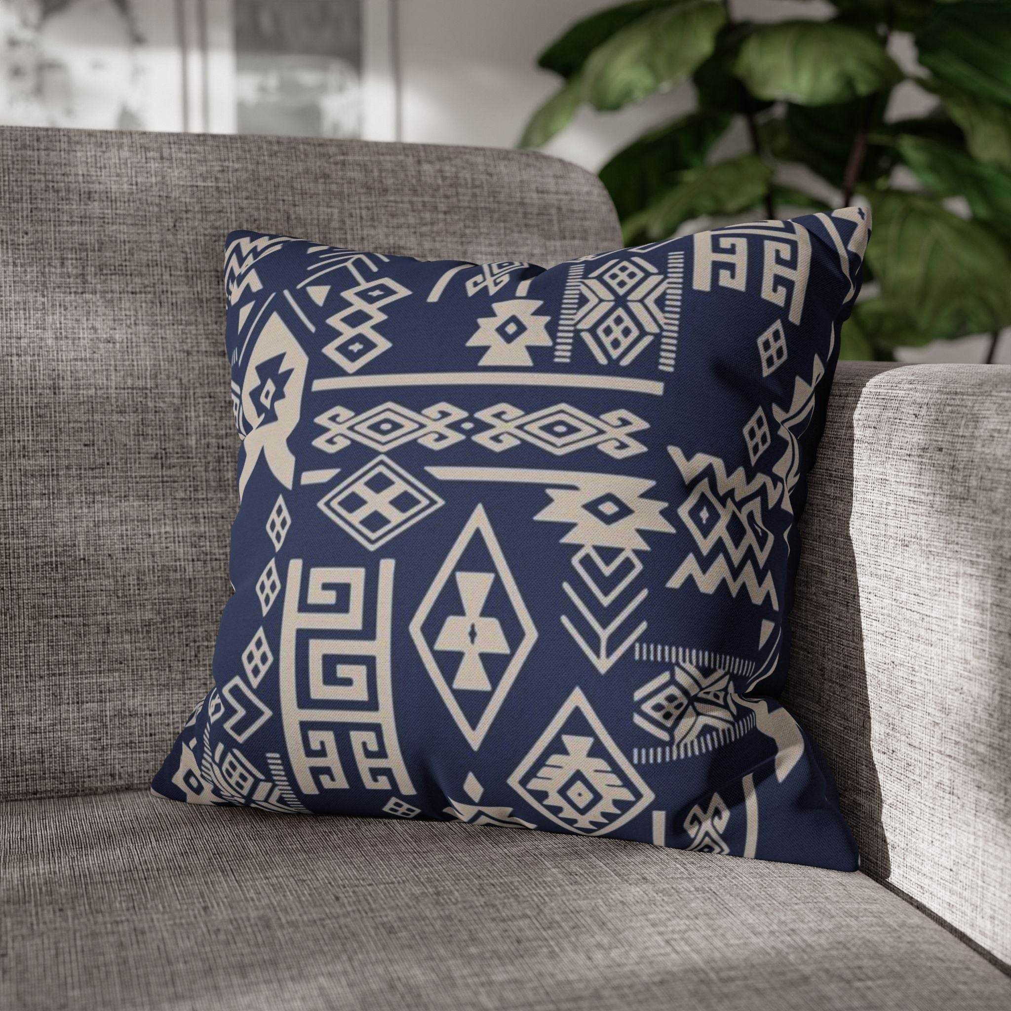 Cushion Cover, Throw pillow Case for Couch ( Single Piece) : Patterned Deep Blue - SnugLiving