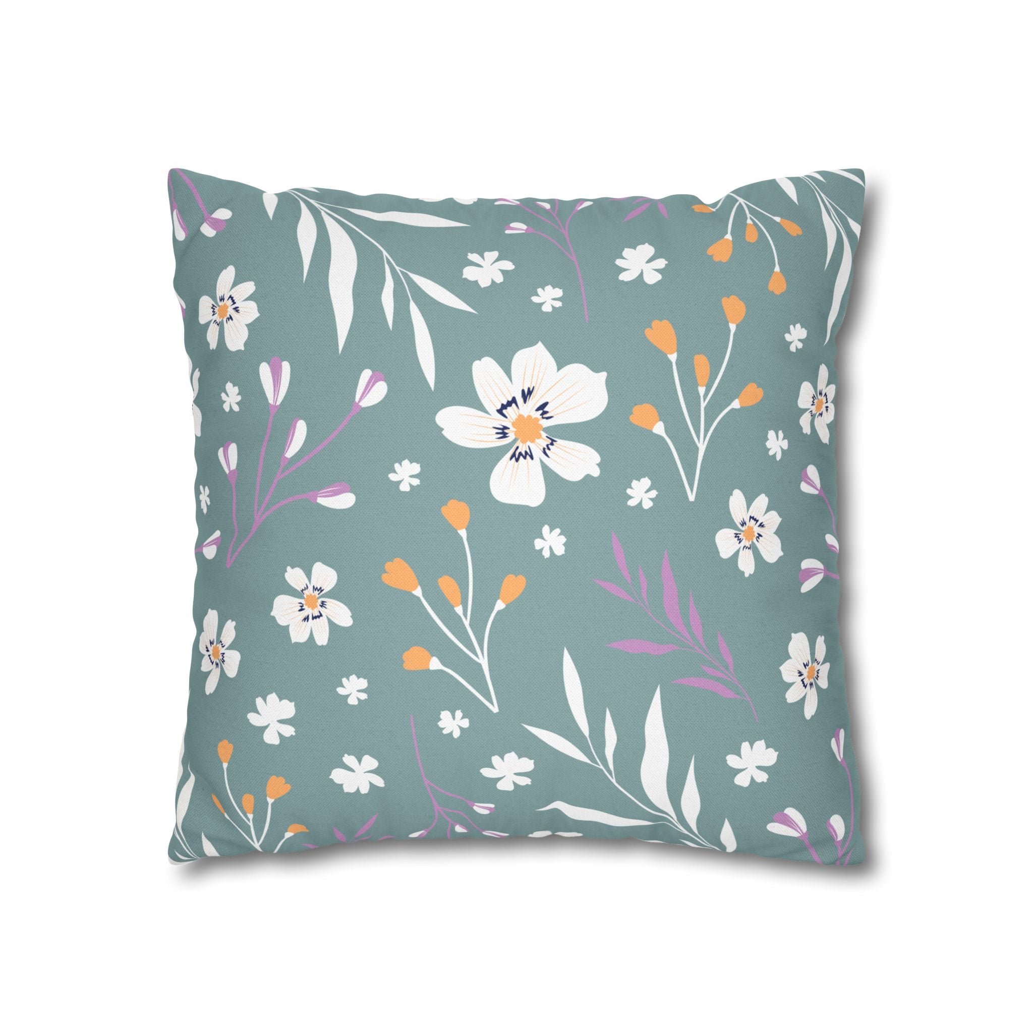 Two Way Cushion Cover, Throw pillow Case for Couch (Single Piece) : Grey Cyan