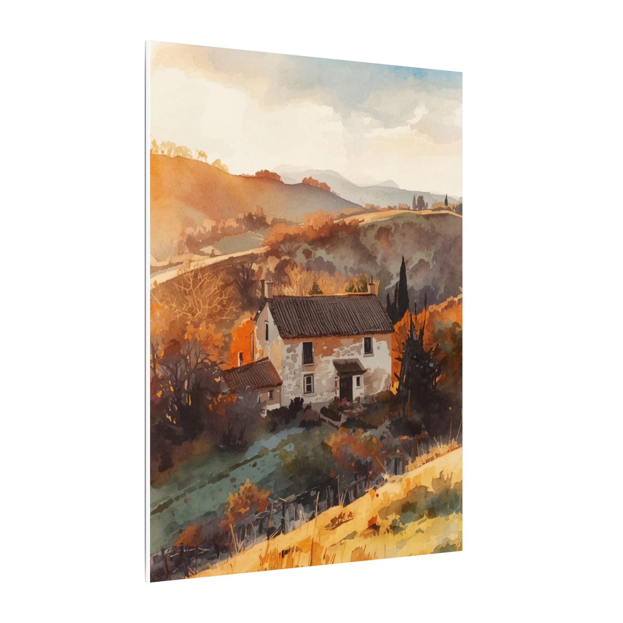Premium Eco-Friendly Canvas Wall Art for Home Decor - Countryside Cottage Landscape