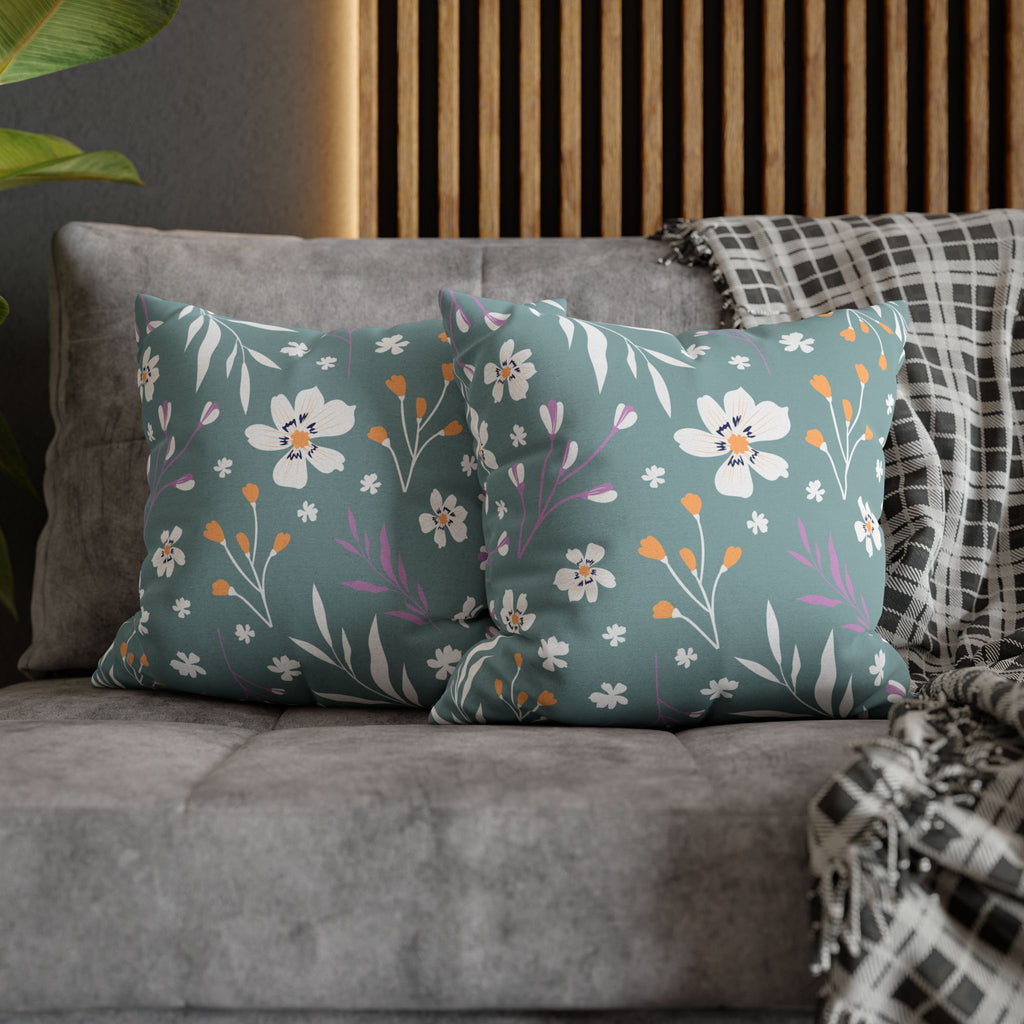 Two Way Cushion Cover, Throw pillow Case for Couch (Single Piece) : Grey Cyan