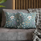 Two Way Cushion Cover, Throw pillow Case for Couch (Single Piece) : Grey Cyan - SnugLiving
