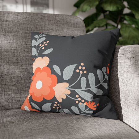 Cushion Cover, Throw pillow Case for Couch (Single Piece) : Floral Charcoal Black - SnugLiving