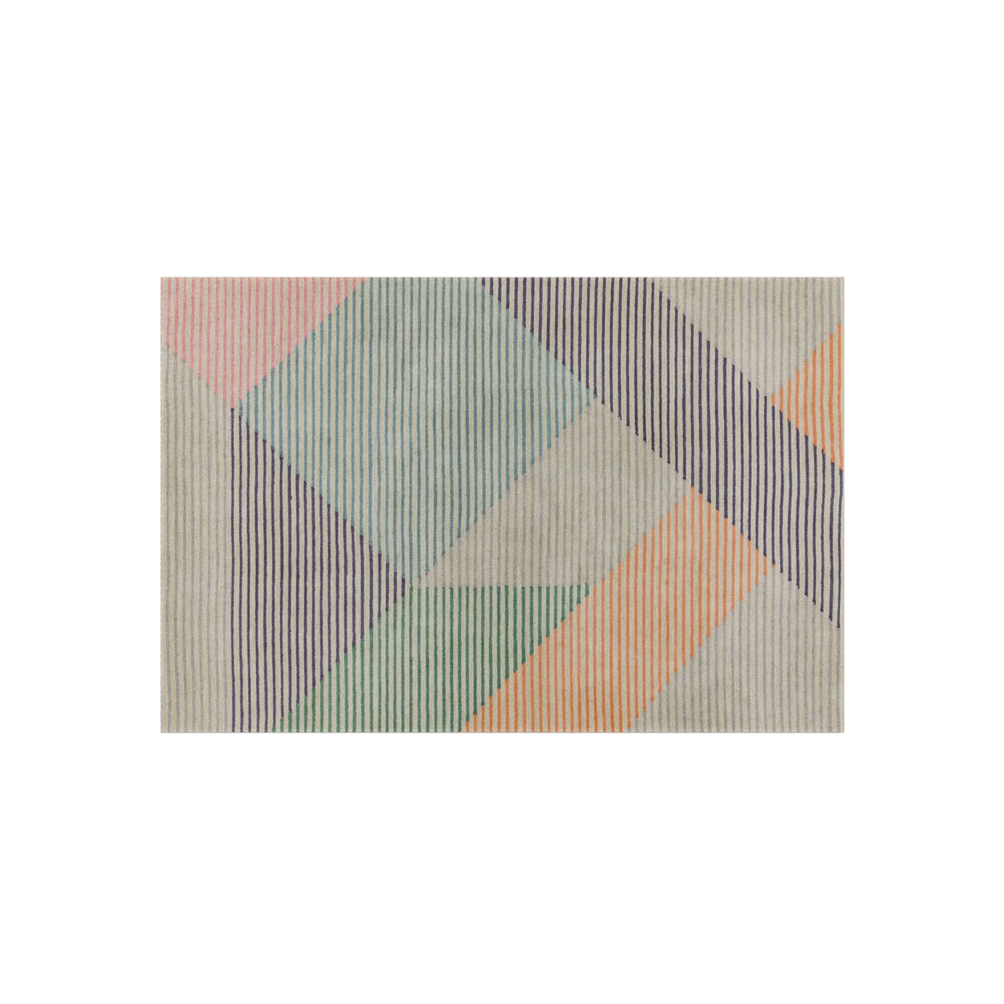 Minimalist Modern Striped Geometric Rugs for Living Room & Patio | Color Block Design in Mint, Peach, and Lavender - SnugLiving