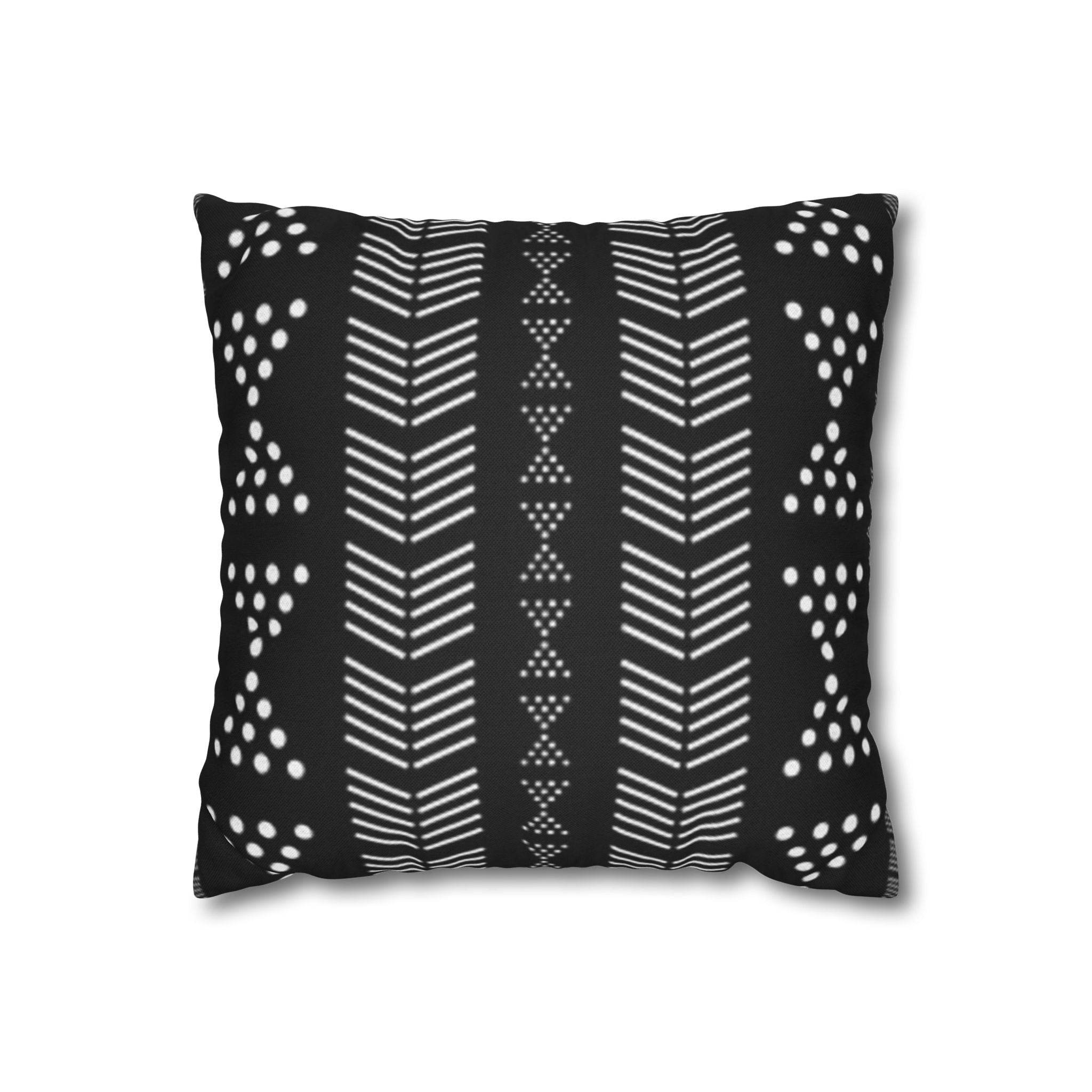 Cushion Cover, Throw pillow Case for Couch ( Single Piece) : Black & White Tribal Stripe - SnugLiving