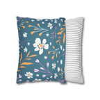 Cushion Cover, Throw pillow Case for Couch (Single Piece) : Grey Azure, Floral - SnugLiving