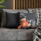 Cushion Cover, Throw pillow Case for Couch (Single Piece) : Floral Charcoal Black - SnugLiving