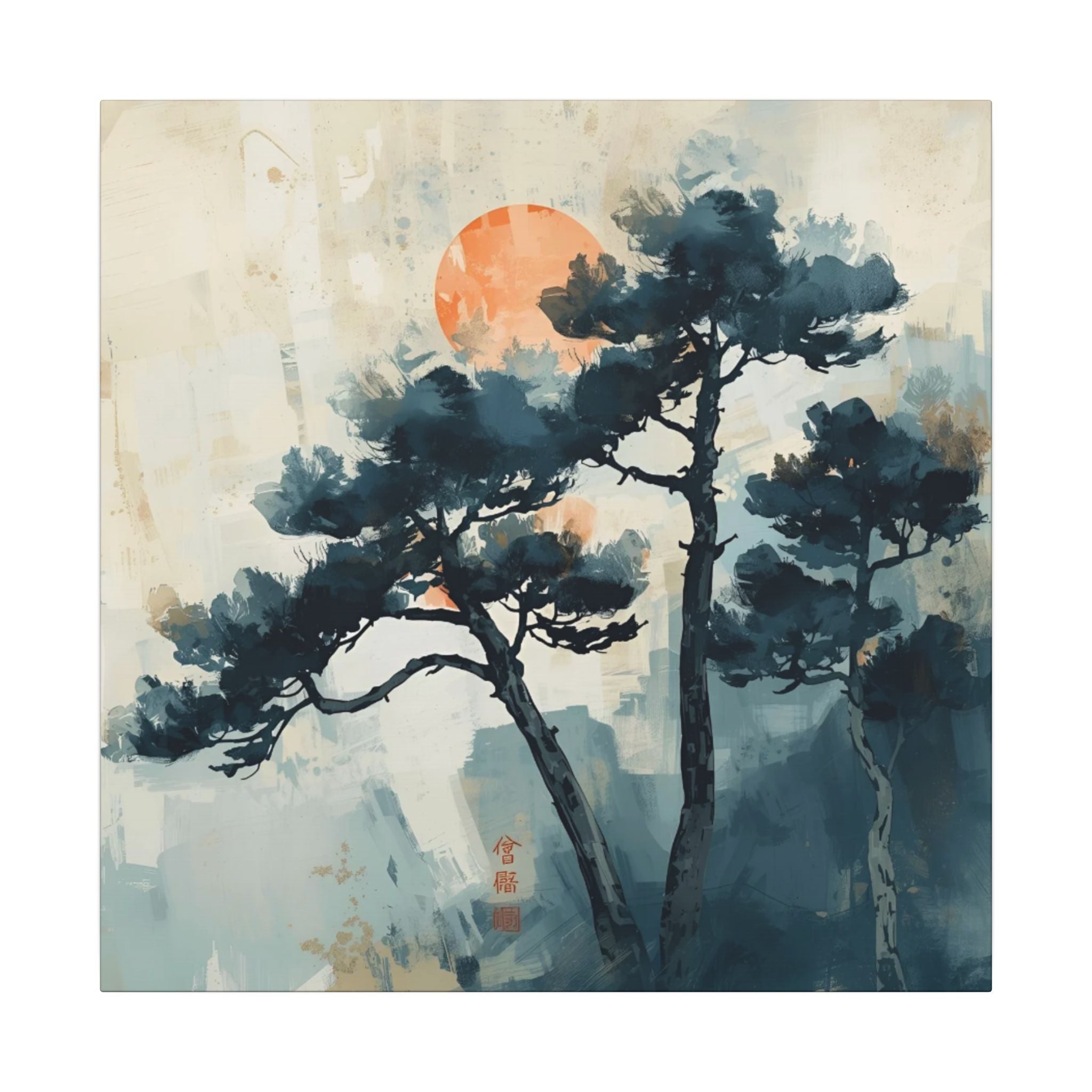 Watercolor House Canvas Art for. Home Decor : Serene Sunset Pine Tree Canvas Wall Art