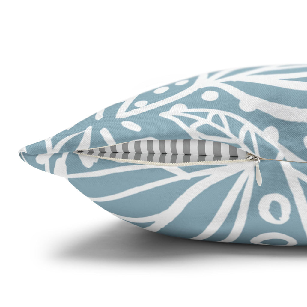 Two Way Cushion Cover, Throw pillow Case for Couch (Single Piece) : Floral Blue
