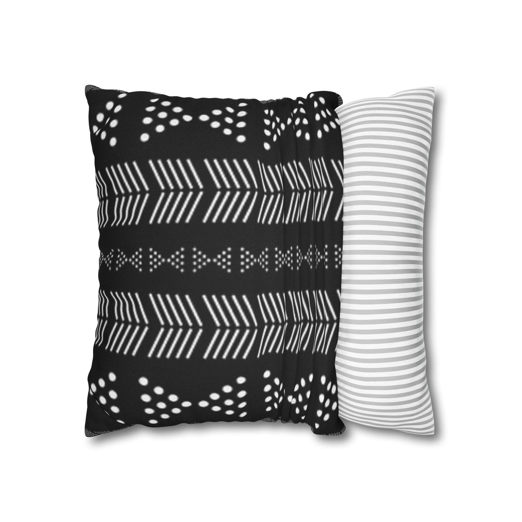 Cushion Cover, Throw pillow Case for Couch ( Single Piece) : Black & White Tribal Stripe - SnugLiving