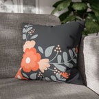 Cushion Cover, Throw pillow Case for Couch (Single Piece) : Floral Charcoal Black - SnugLiving