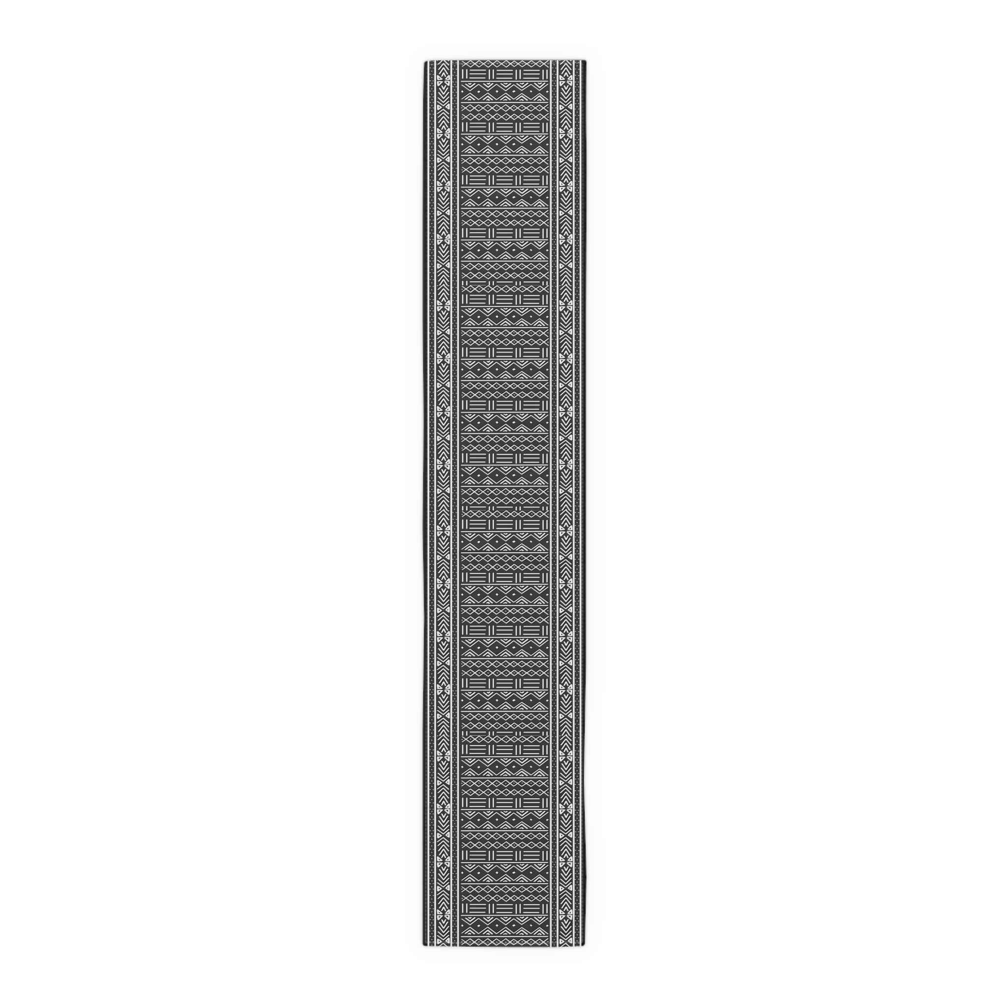 Black Mudcloth Tribal Table Runner – Artisan-Inspired Monochrome Accent - SnugLiving