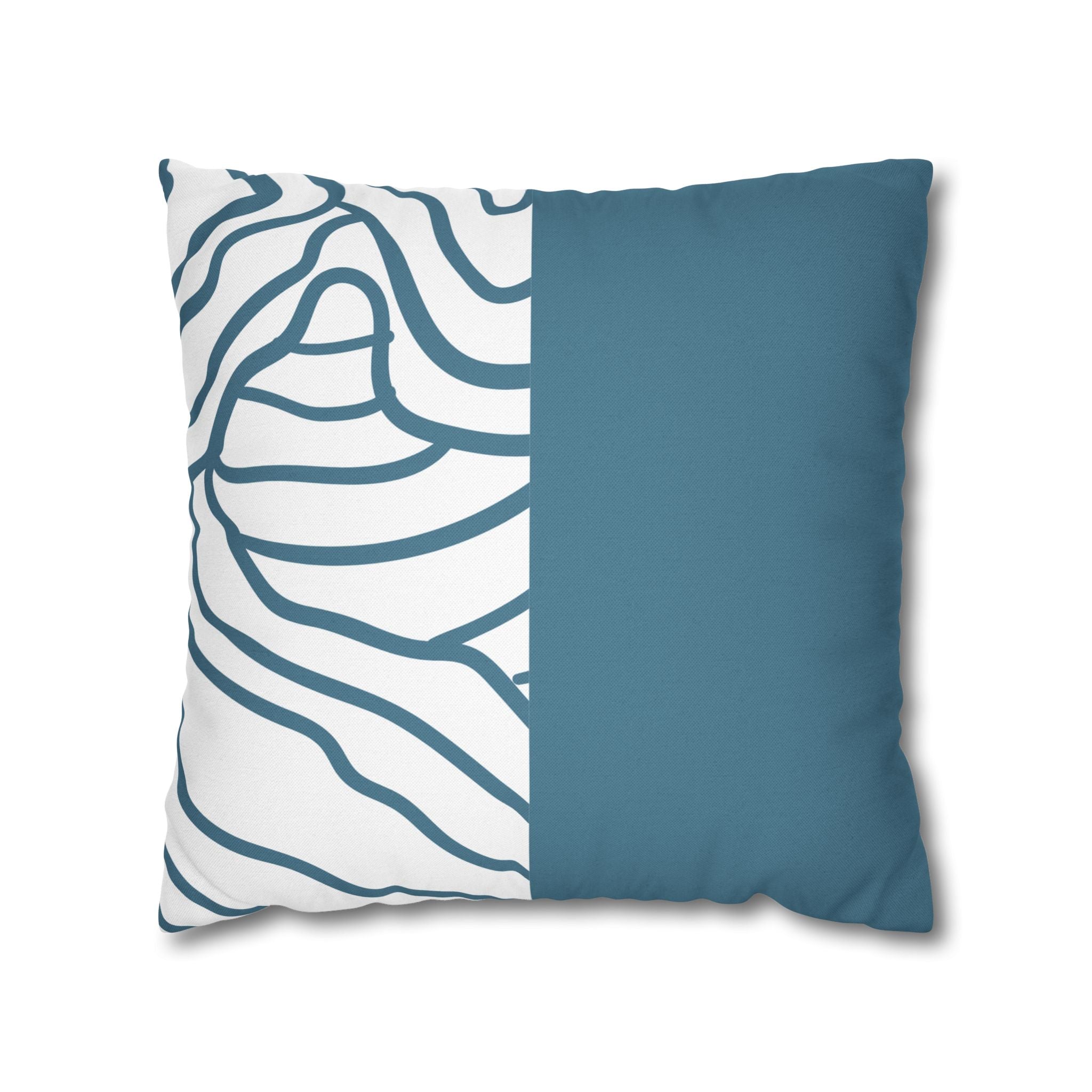 Two Way Cushion Cover, Throw pillow Case for Couch (Single Piece) : Grey Azure
