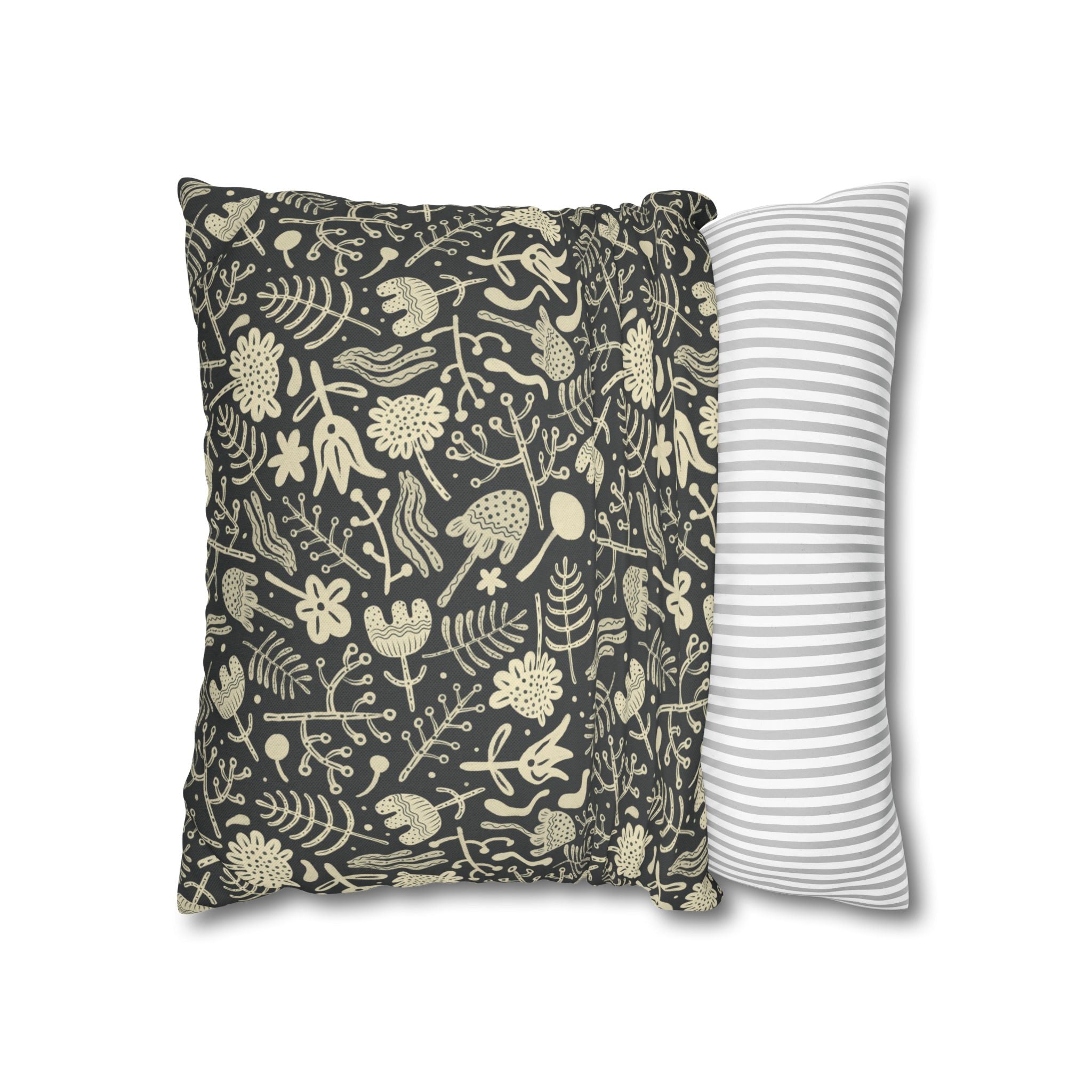 Two Way Cushion Cover, Throw pillow Case for Couch (Single Piece) : Charcoal