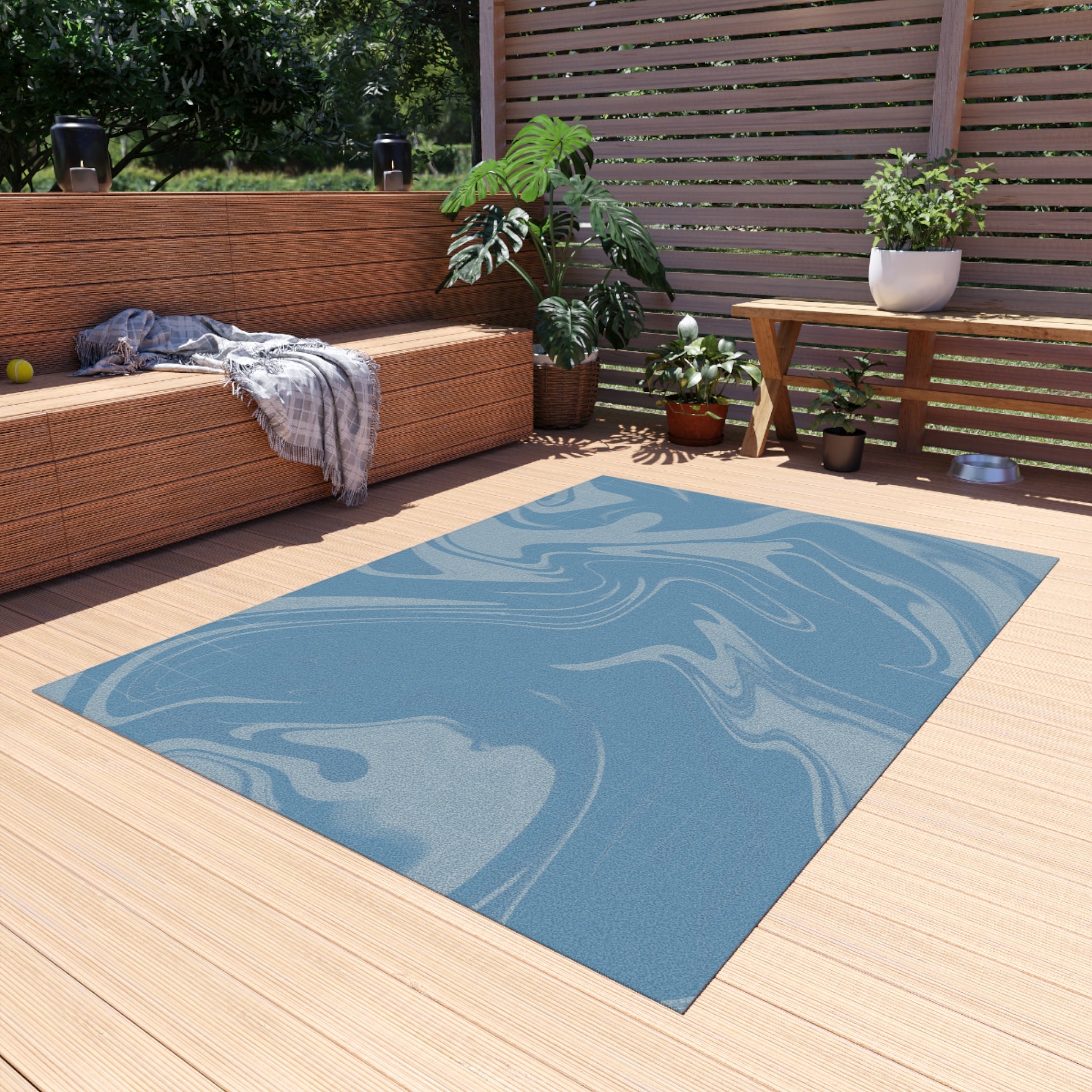 Stylish Indoor/Outdoor Rug for Living Room, Patios, Decks, and Gardens | Perfect for Home Decor - Azure Blue