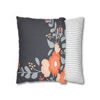 Cushion Cover, Throw pillow Case for Couch (Single Piece) : Floral Charcoal Black - SnugLiving