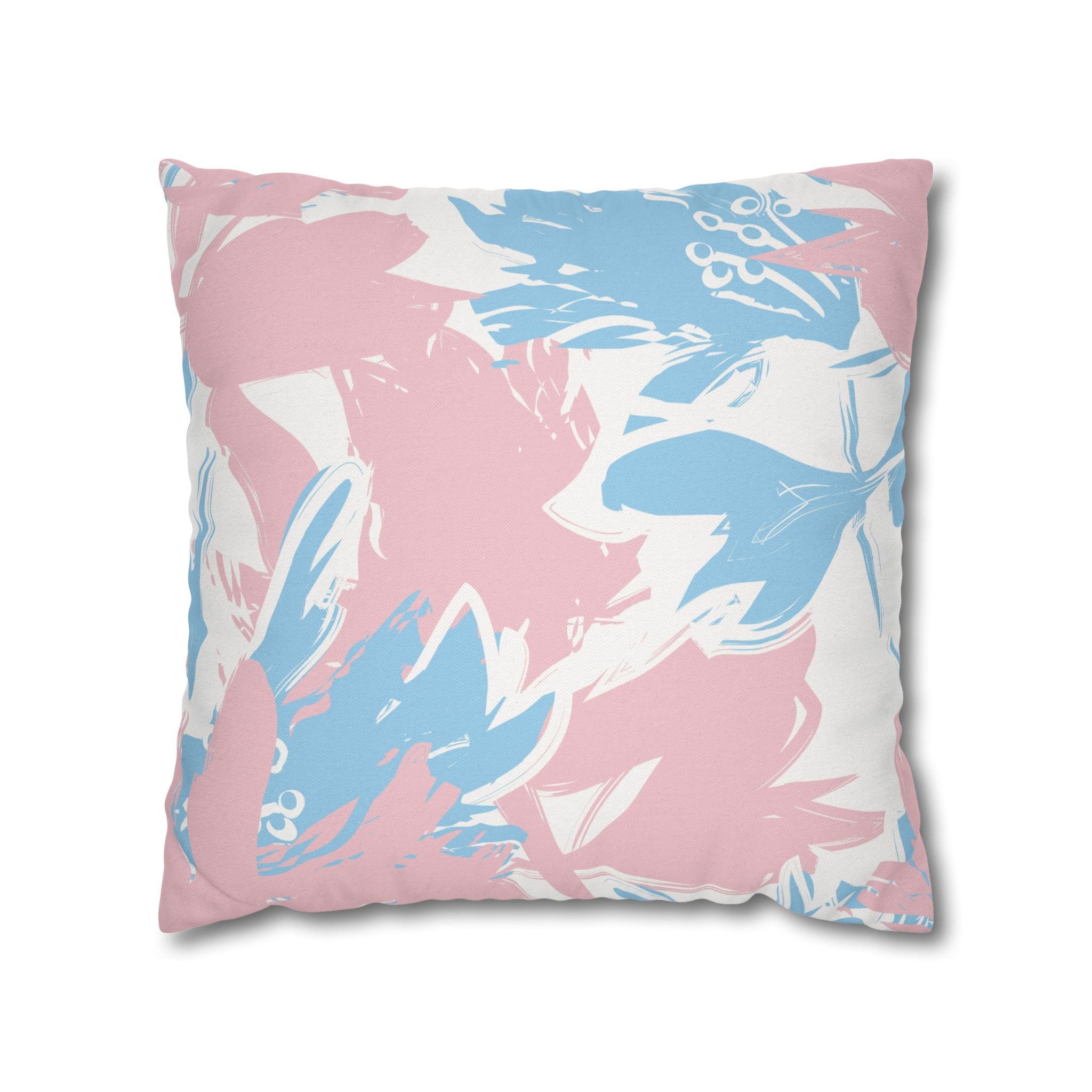 Two Way Cushion Cover, Throw pillow Case for Couch (Single Piece): Blue Pink Abstract