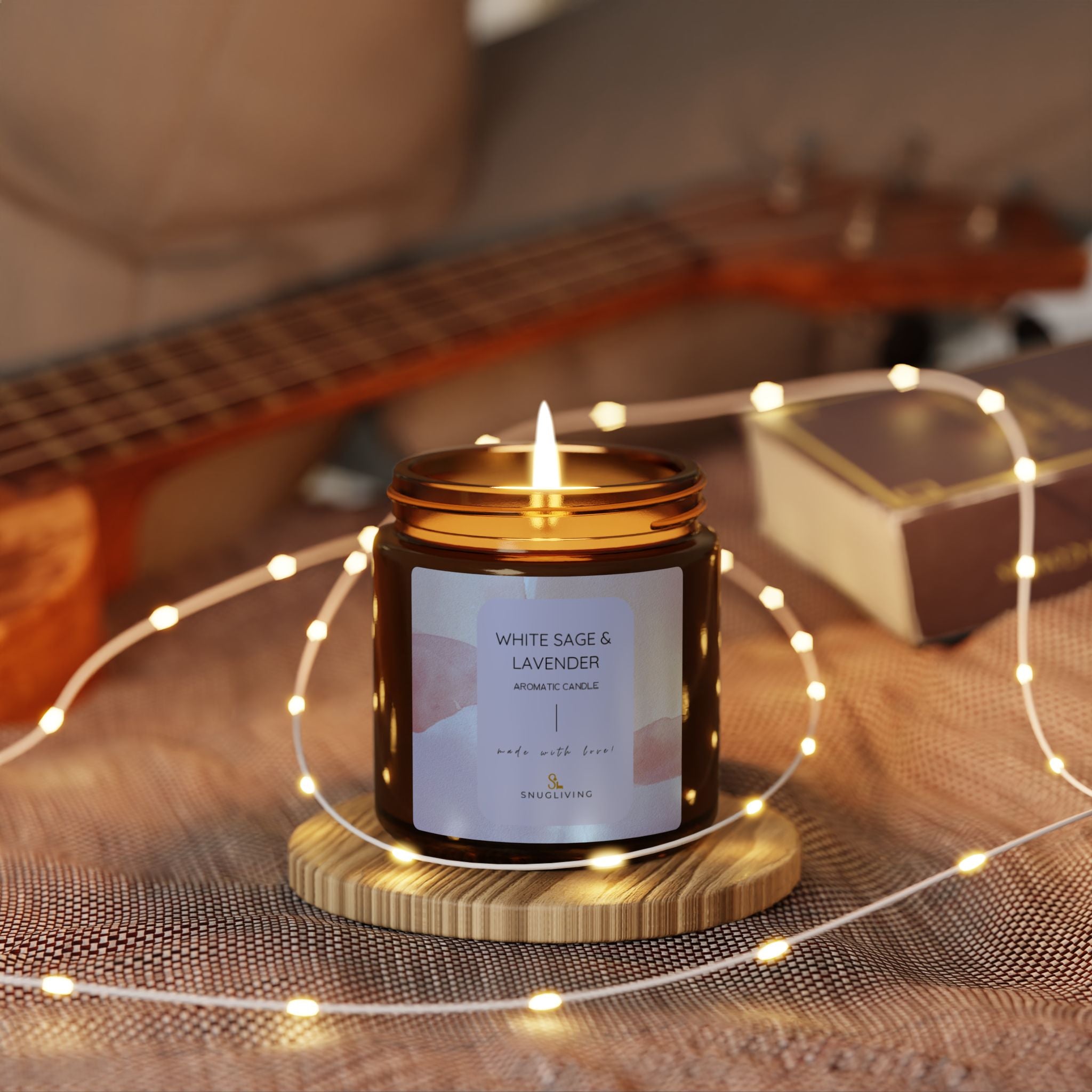 SnugLiving Aromatic/Scented Soy Candle : White Sage & Lavender