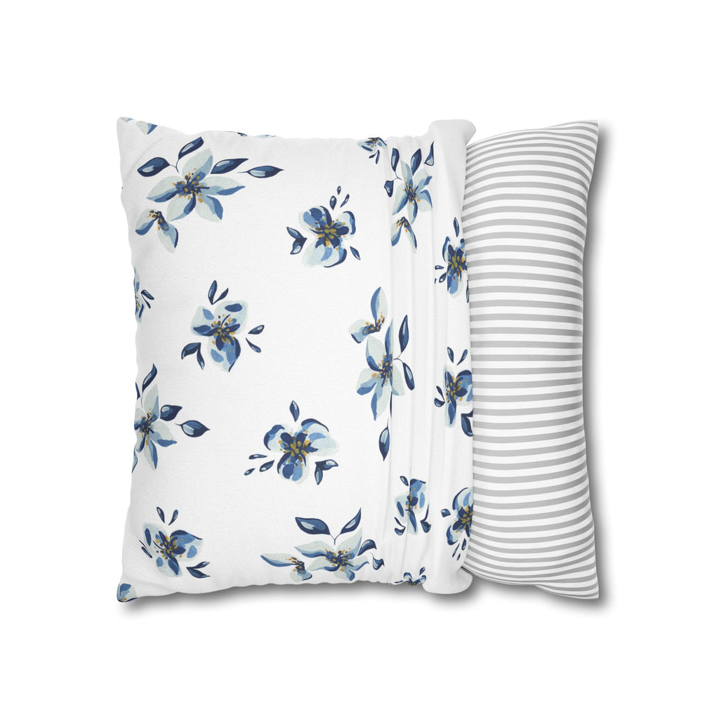 Two Way Cushion Cover, Throw pillow Case for Couch (Single Piece): Blue & White Floral