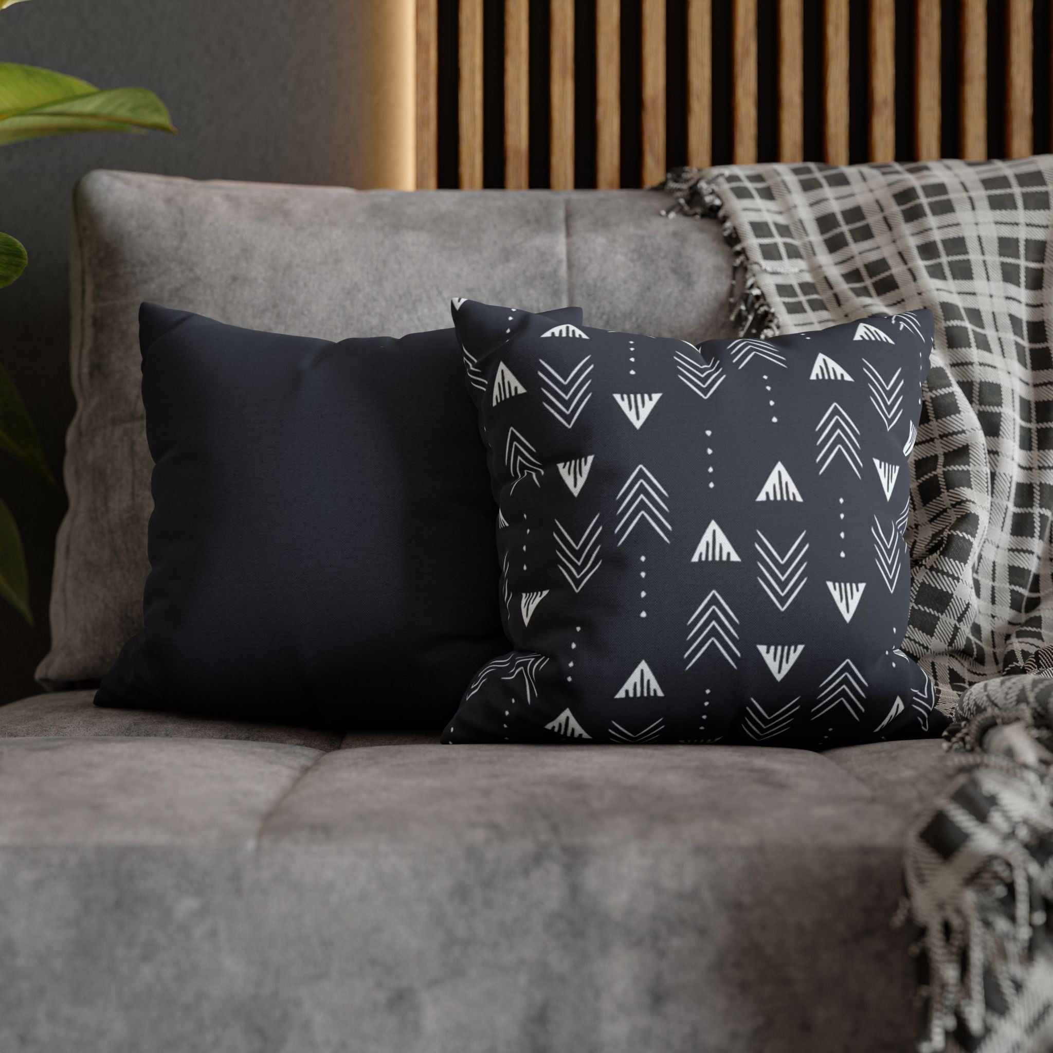 Cushion Cover, Throw pillow Case for Couch ( Single Piece) : Navy Mudcloth Arrow - SnugLiving