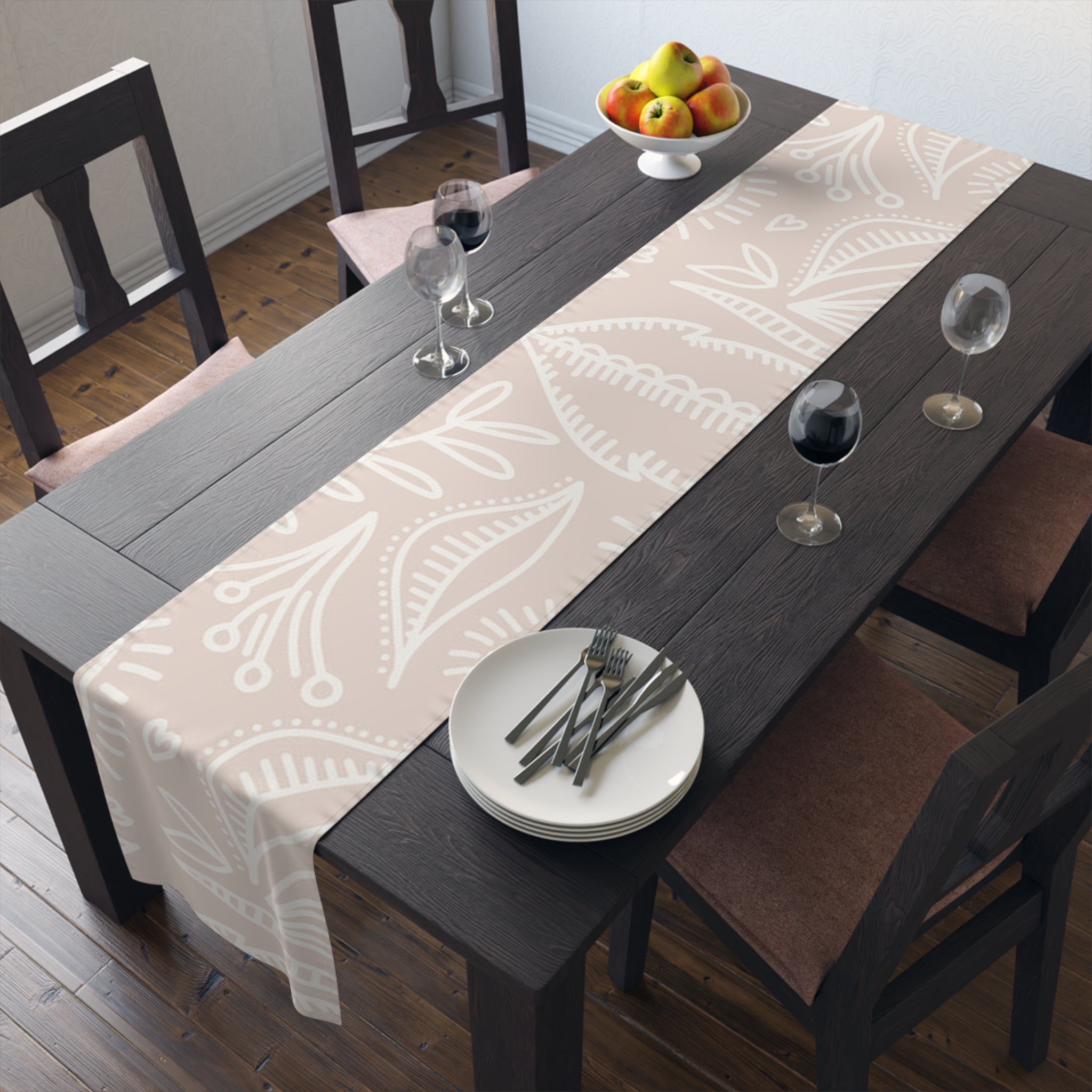 Minimalist Blush Floral Table Runner – Soft Pink Botanical Accent - SnugLiving