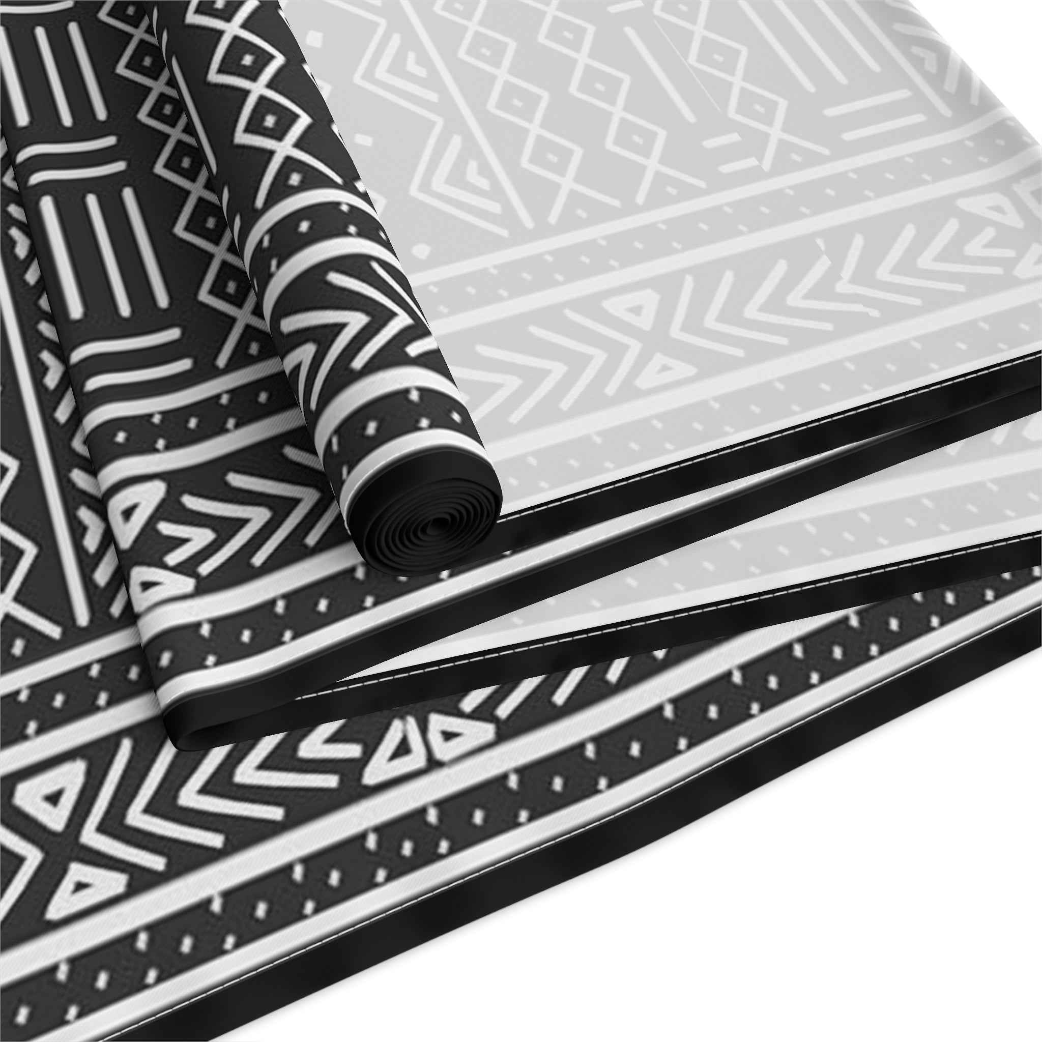 Black Mudcloth Tribal Table Runner – Artisan-Inspired Monochrome Accent - SnugLiving