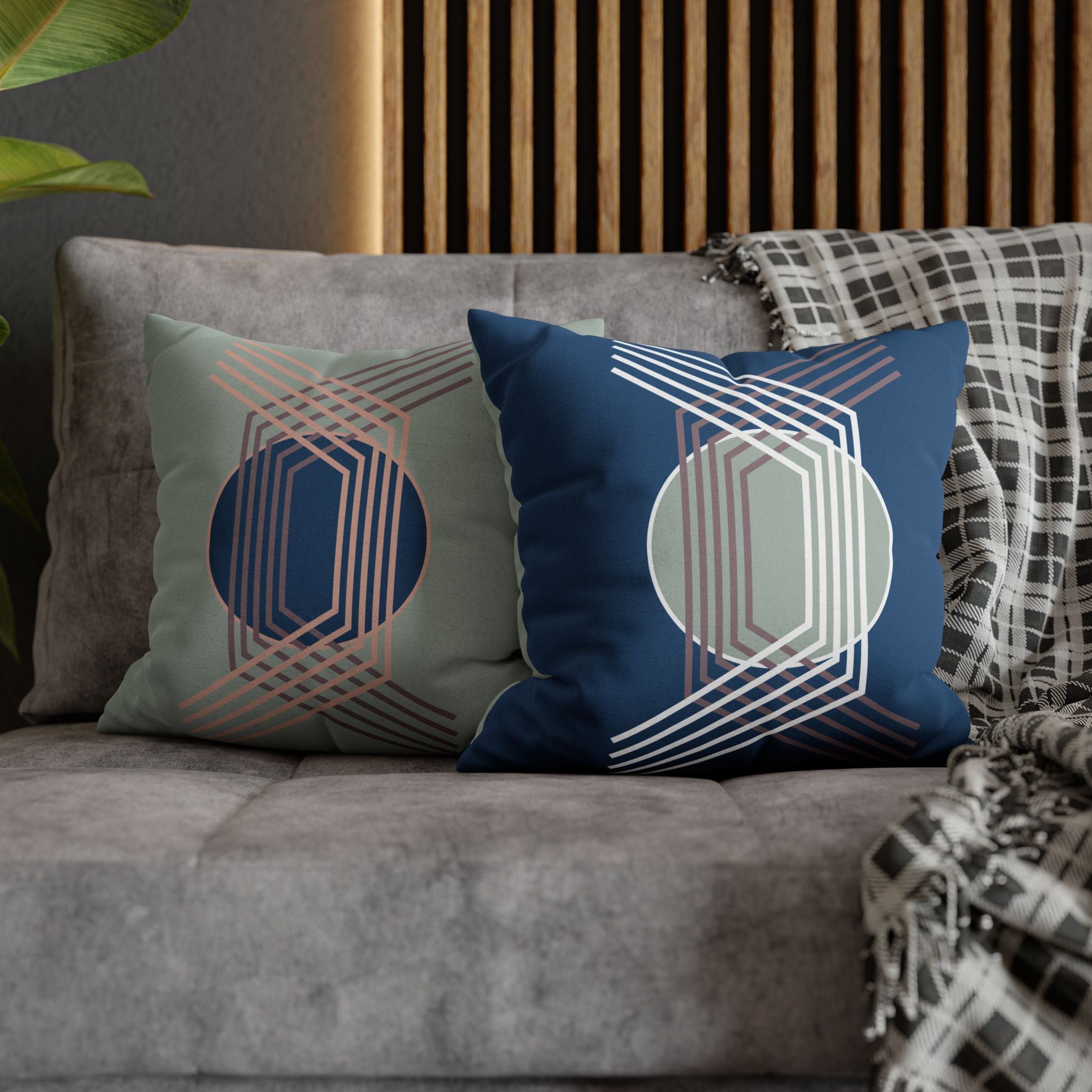 Two Way Cushion Cover, Throw pillow Case for Couch (Single Piece) : Blue Pattern