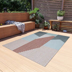 Contemporary Geometric Rugs for Living Room & Patio | Soft Blue & Terracotta Modern Area Rug - SnugLiving