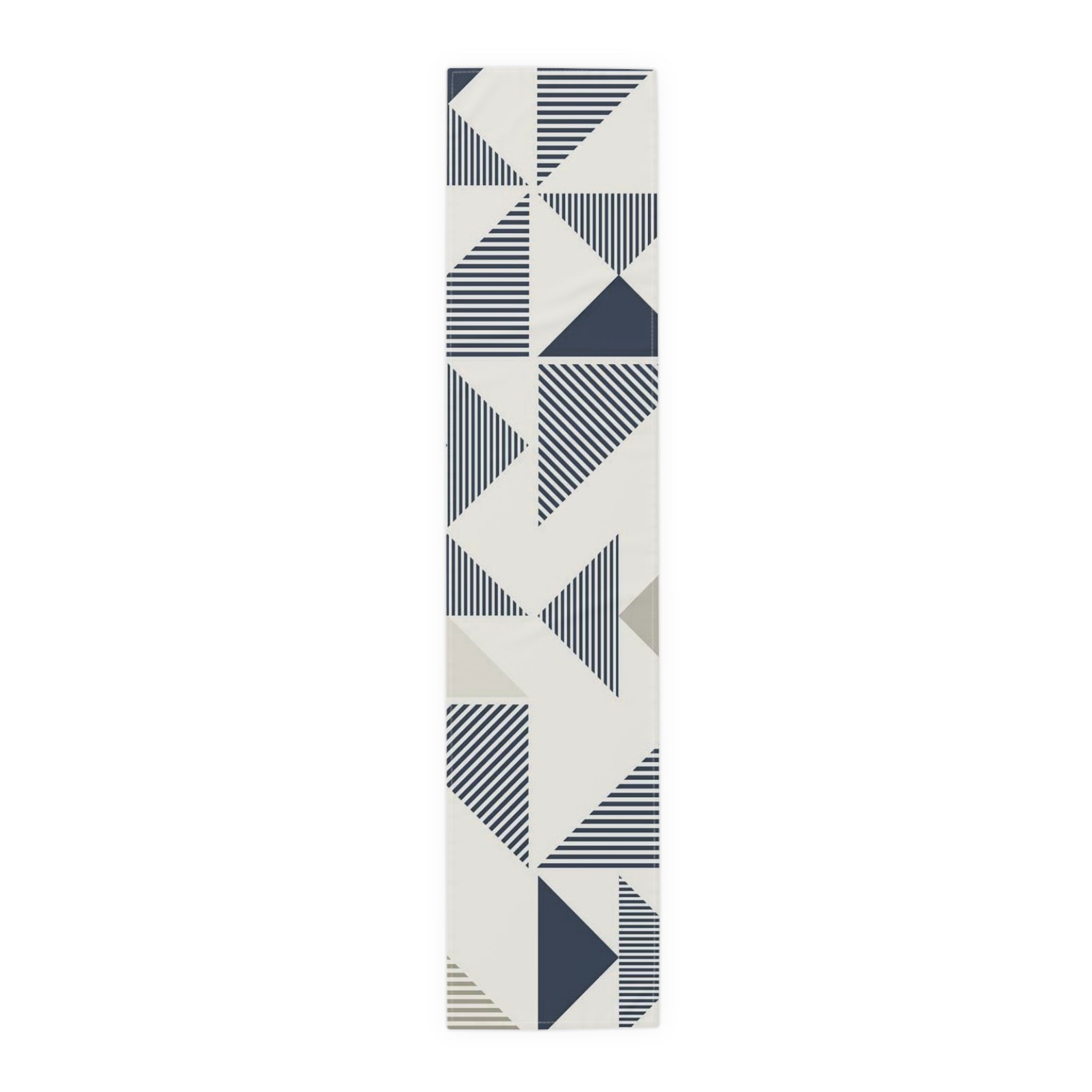 Beige & Navy Geometric Triangle Table Runner – Modern Art-Inspired Dining Accessory - SnugLiving
