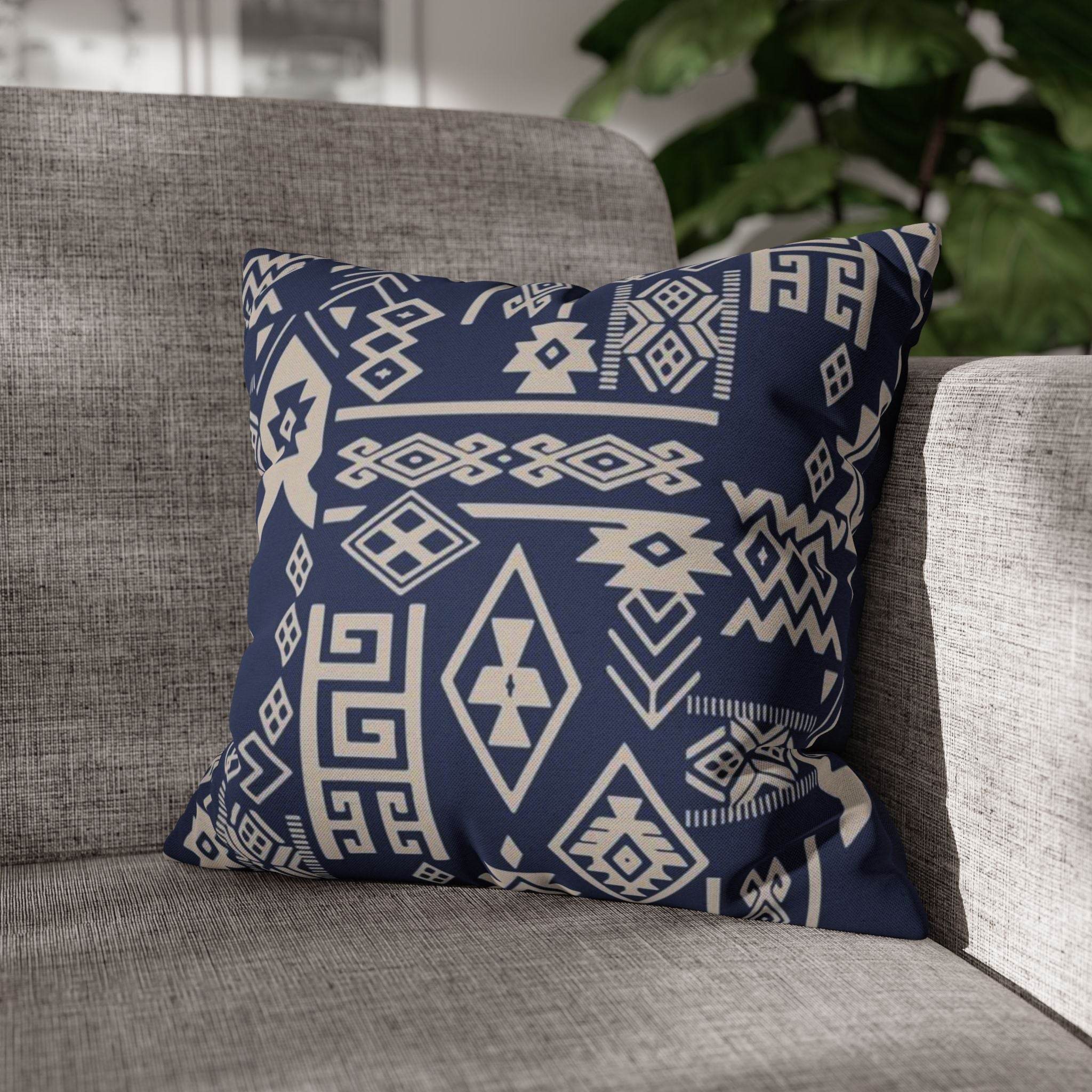 Cushion Cover, Throw pillow Case for Couch ( Single Piece) : Patterned Deep Blue - SnugLiving