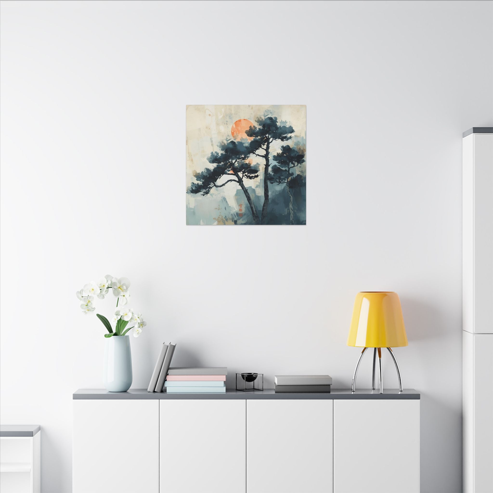 Watercolor House Canvas Art for. Home Decor : Serene Sunset Pine Tree Canvas Wall Art