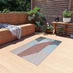 Contemporary Geometric Rugs for Living Room & Patio | Soft Blue & Terracotta Modern Area Rug - SnugLiving