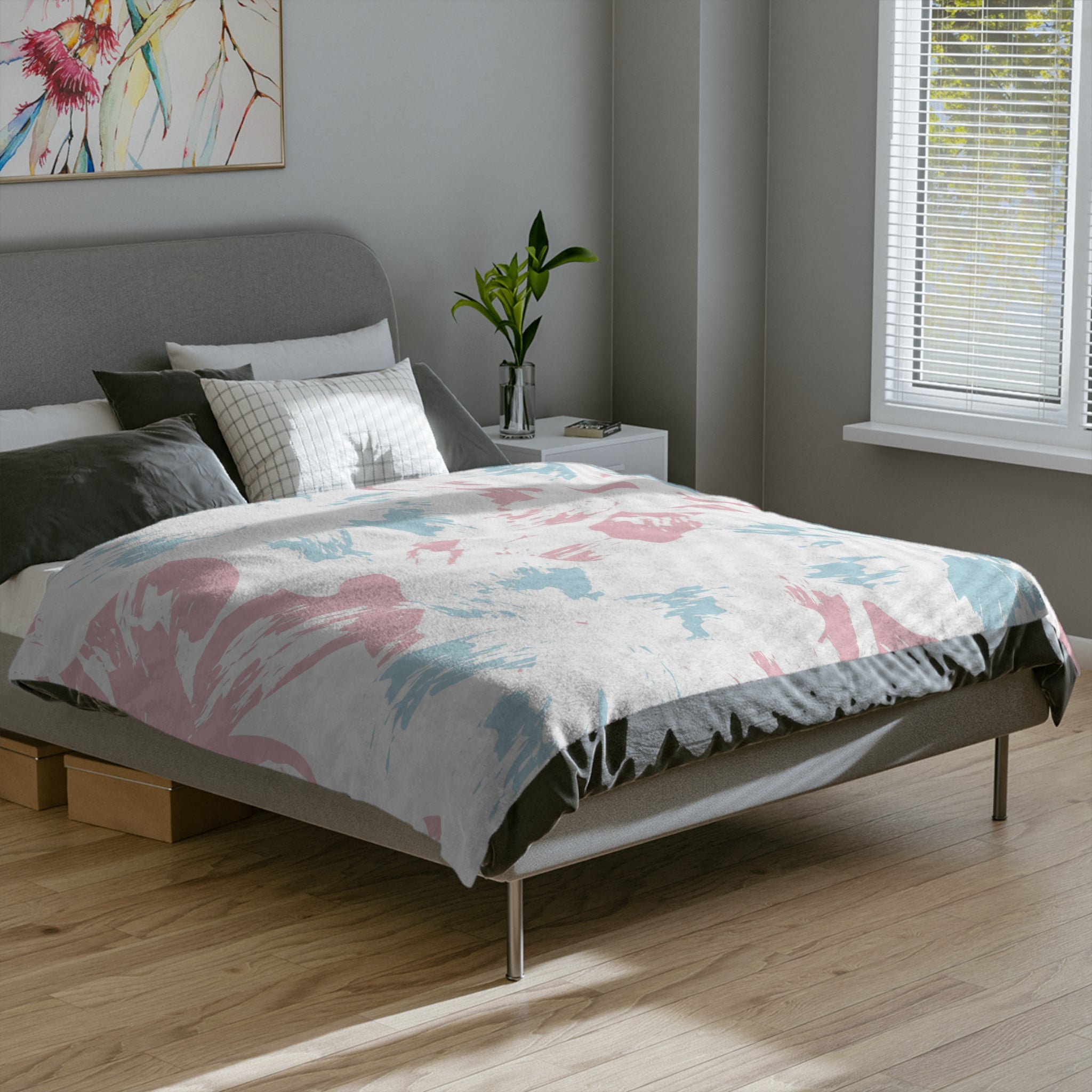 Microfiber Blanket | Soft Throw for Home Decor - Blue,White & Pink