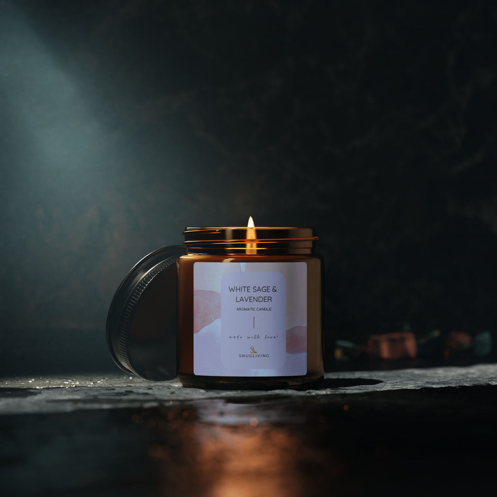 SnugLiving Aromatic/Scented Soy Candle : White Sage & Lavender