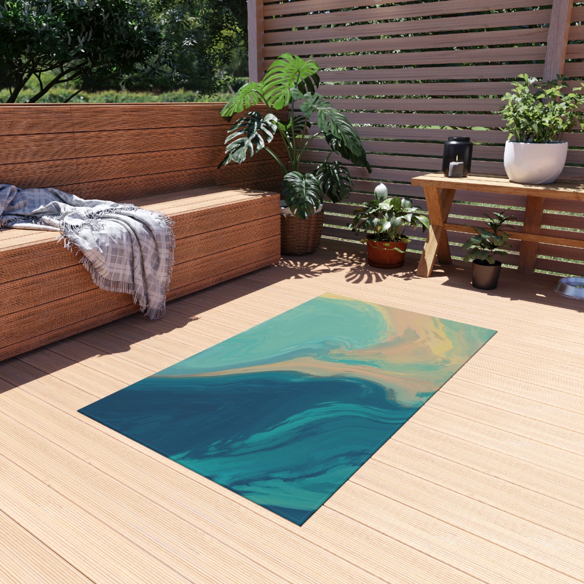 Trendy Outdoor Rug for Patio Decor, Indoor-Outdoor Mat, Boho Area Rug, Garden Flooring, Modern Outdoor Carpet-2