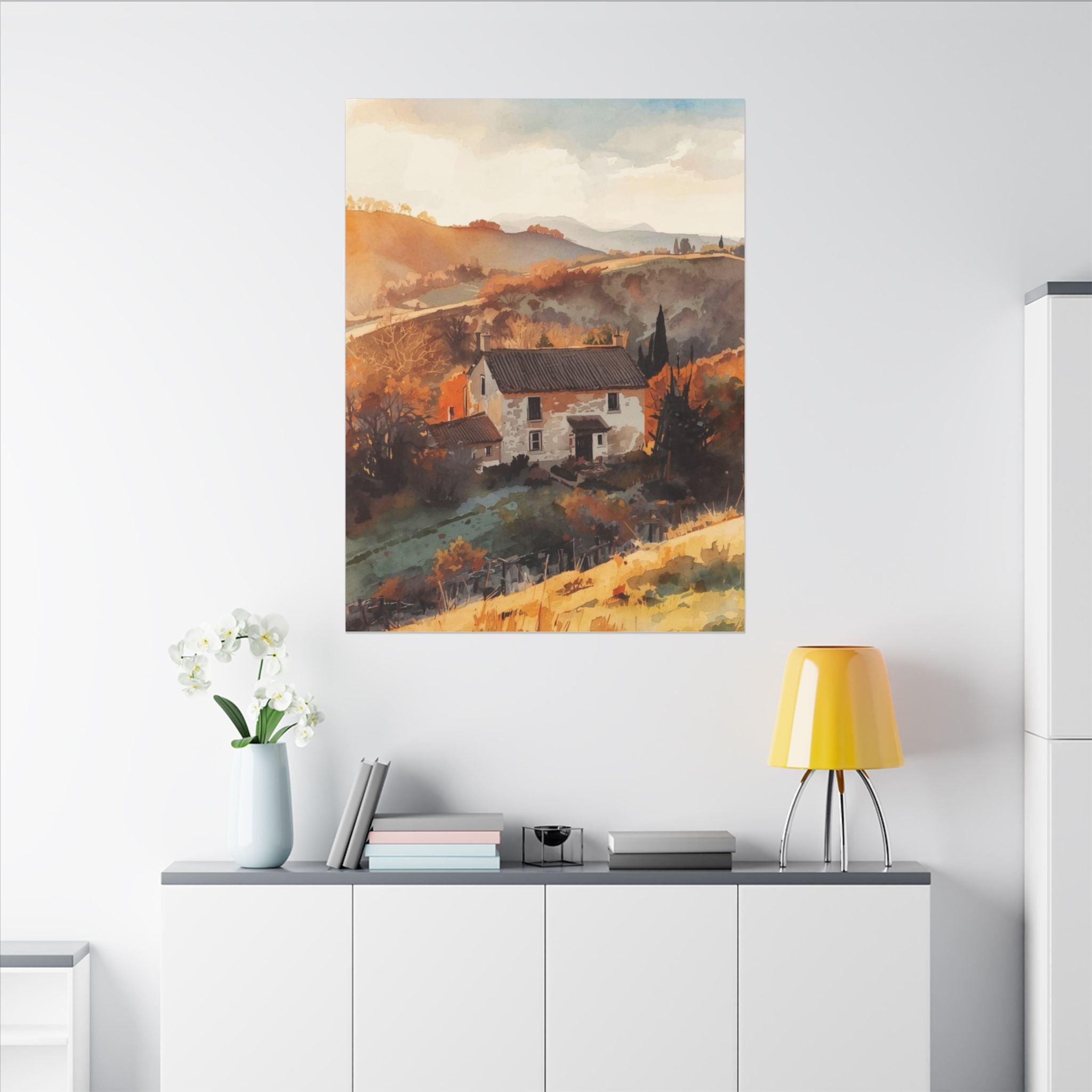 Premium Eco-Friendly Canvas Wall Art for Home Decor - Countryside Cottage Landscape