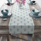 Art Deco Mint Fan Table Runner – Elegant Modern Table Accent - SnugLiving