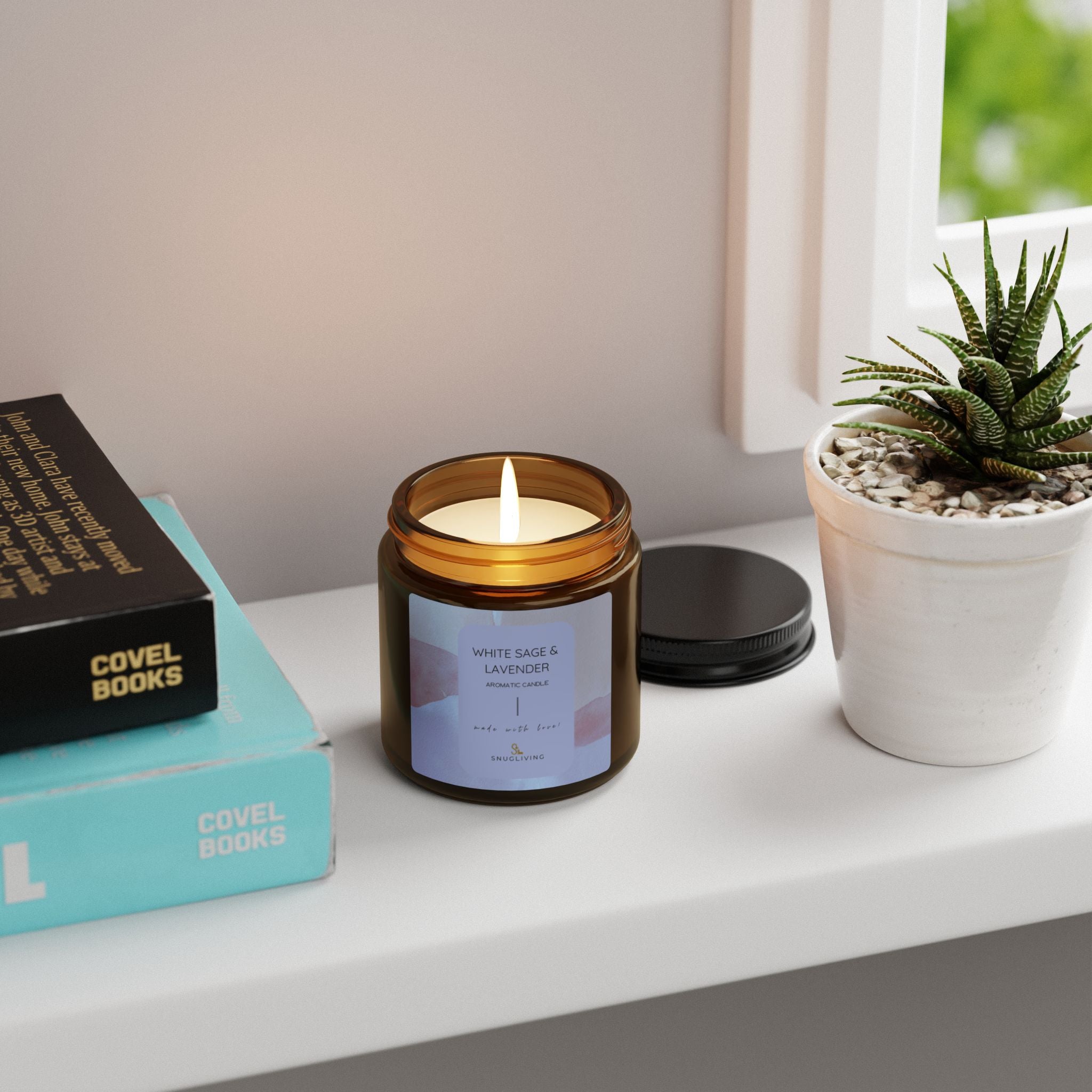 SnugLiving Aromatic/Scented Soy Candle : White Sage & Lavender